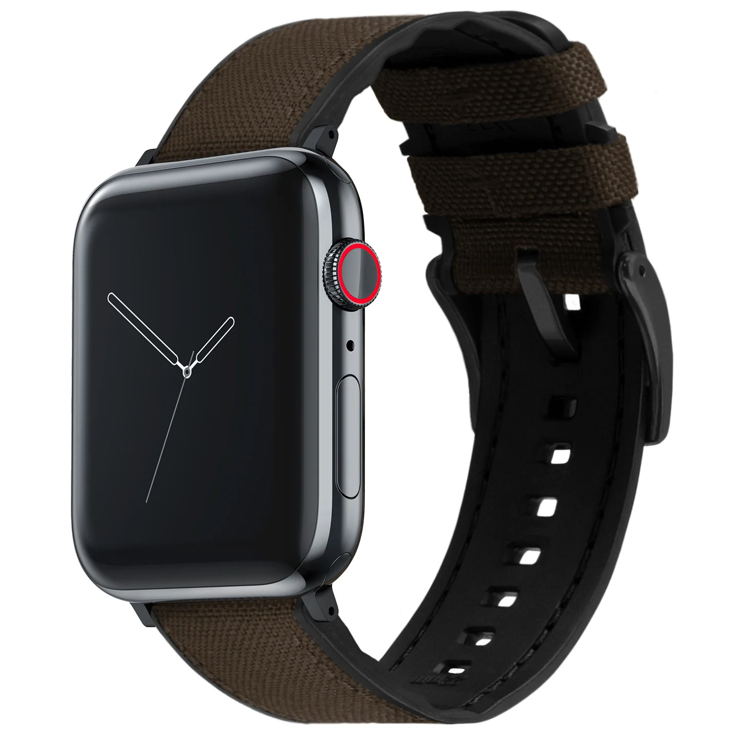 Apple Watch Chocolate Brown Cordura Fabric And Silicone Hybrid Watch Band - Image 2