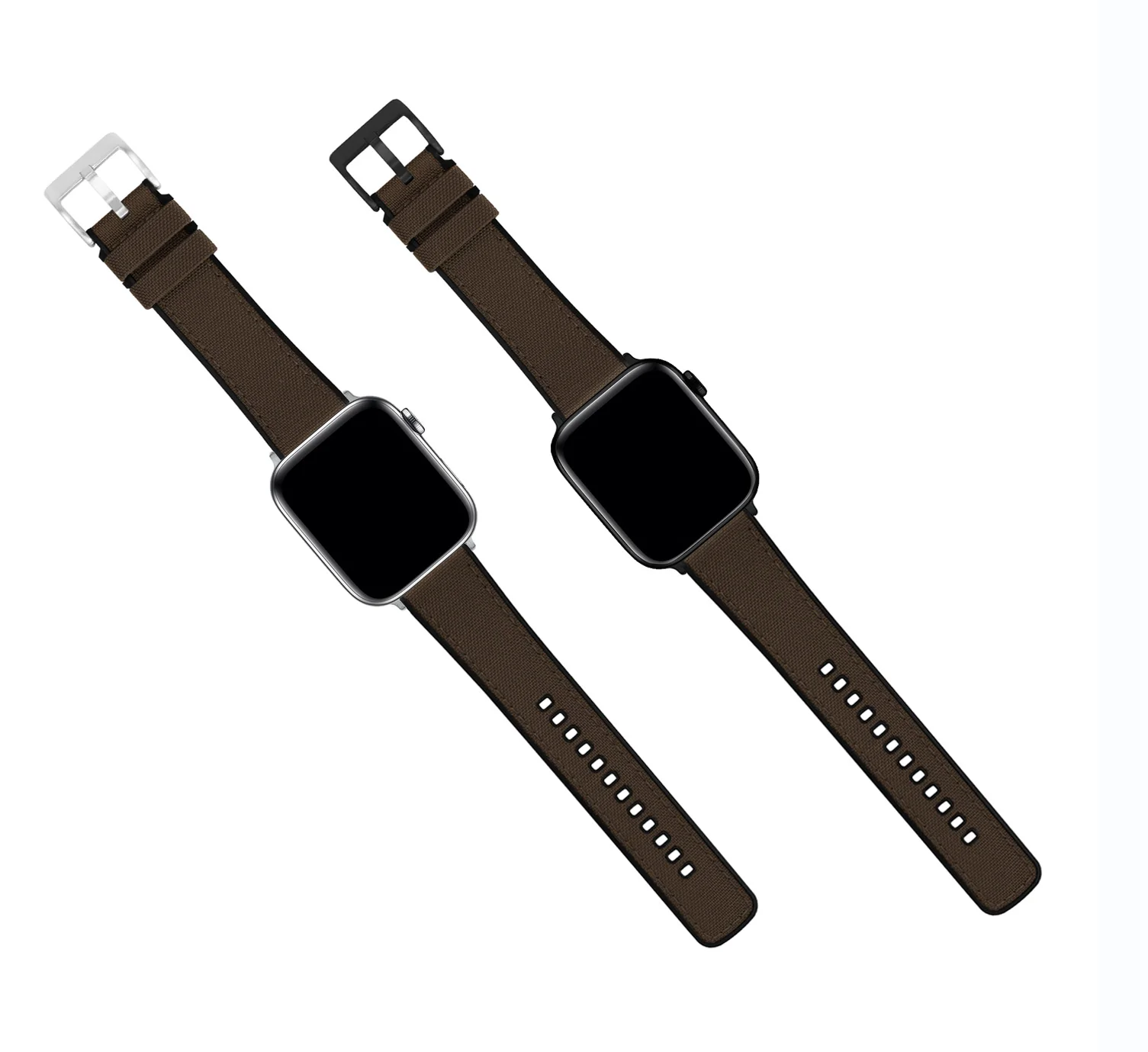 Apple Watch Chocolate Brown Cordura Fabric And Silicone Hybrid Watch Band - Image 3