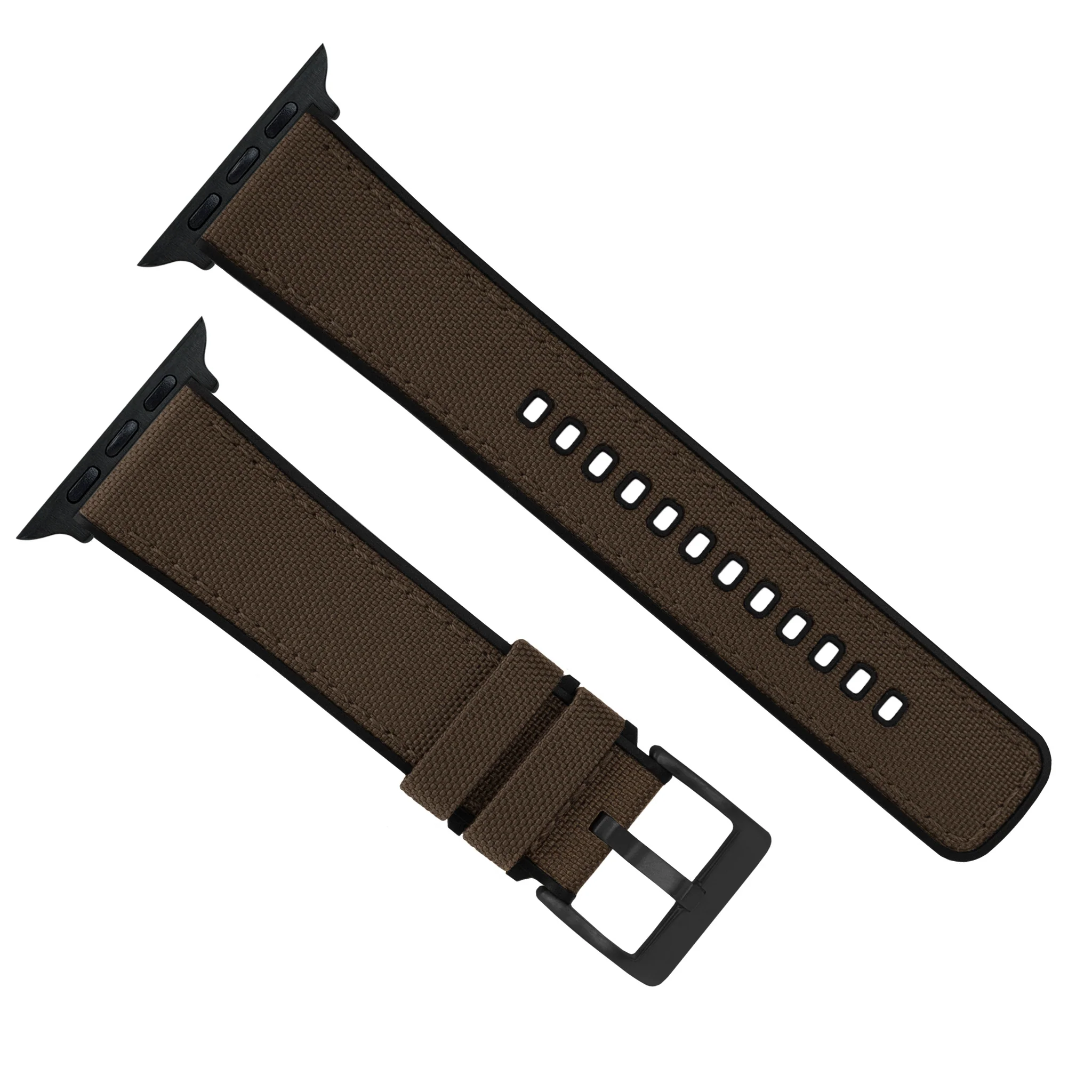 Apple Watch Chocolate Brown Cordura Fabric And Silicone Hybrid Watch Band - Image 5