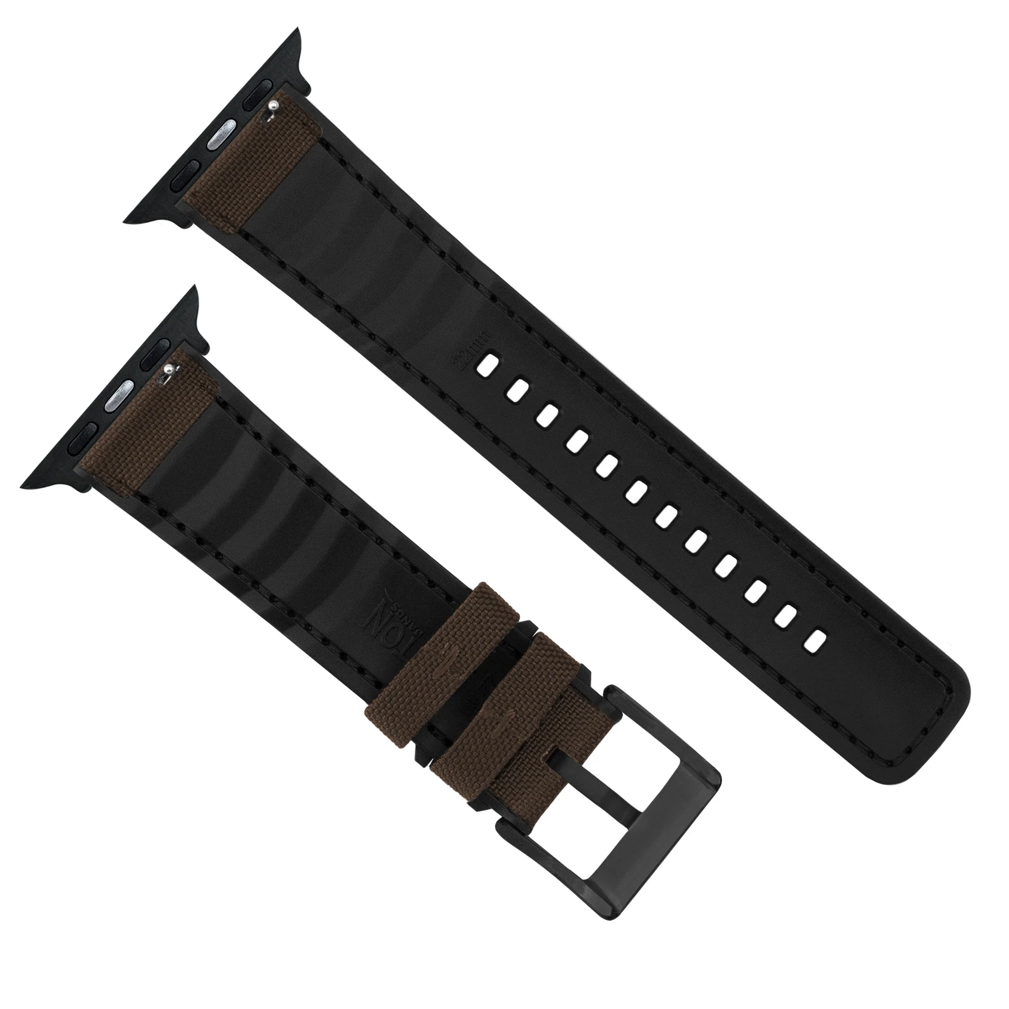 Apple Watch Chocolate Brown Cordura Fabric And Silicone Hybrid Watch Band - Image 8