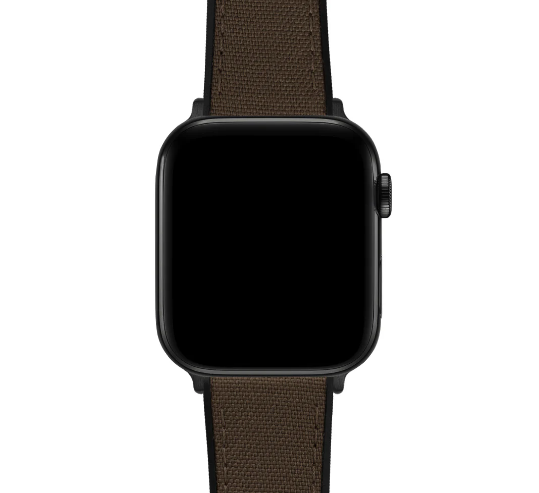 Apple Watch Chocolate Brown Cordura Fabric And Silicone Hybrid Watch Band - Image 9