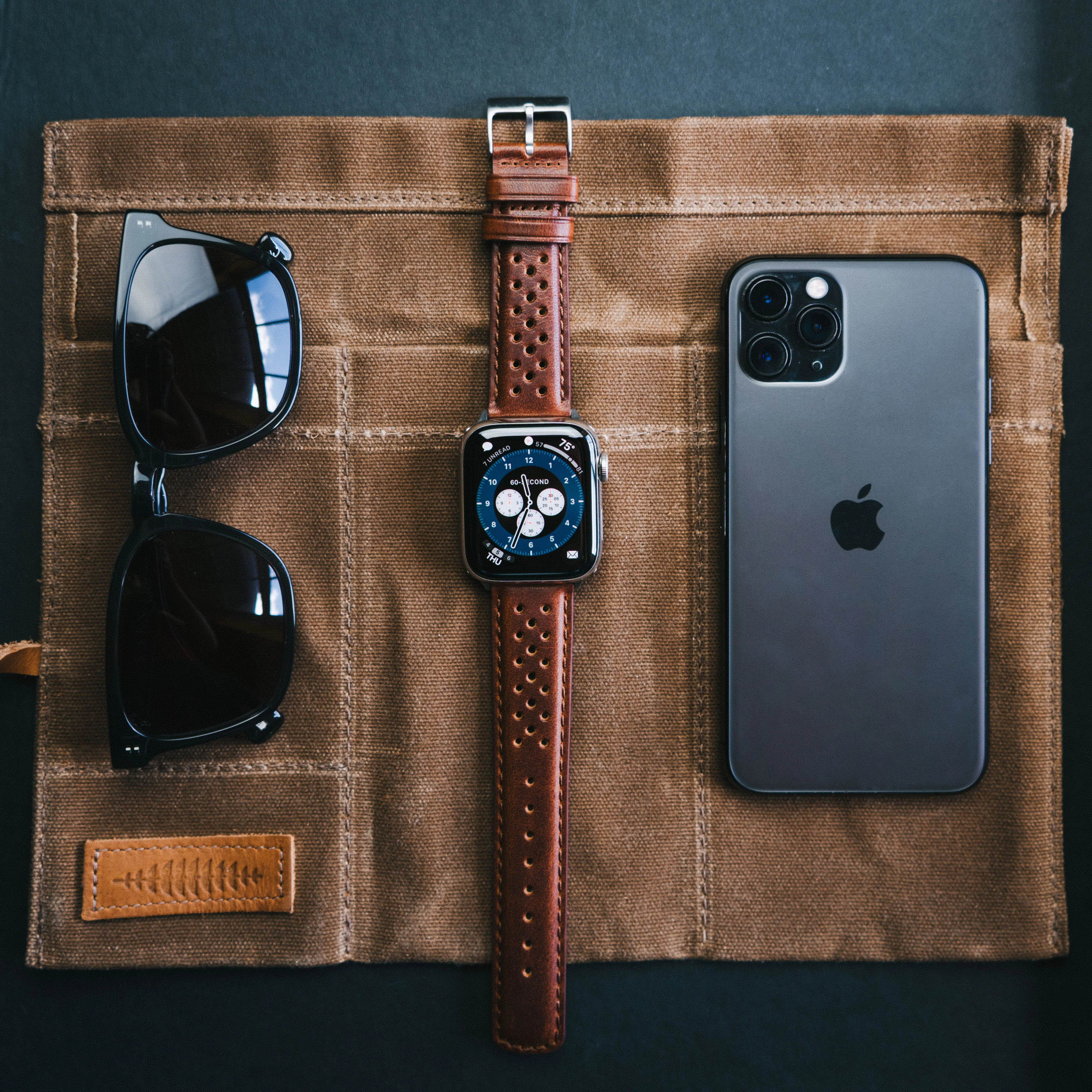 Apple Watch Chocolate Brown Racing Horween Leather Watch Band - Image 4