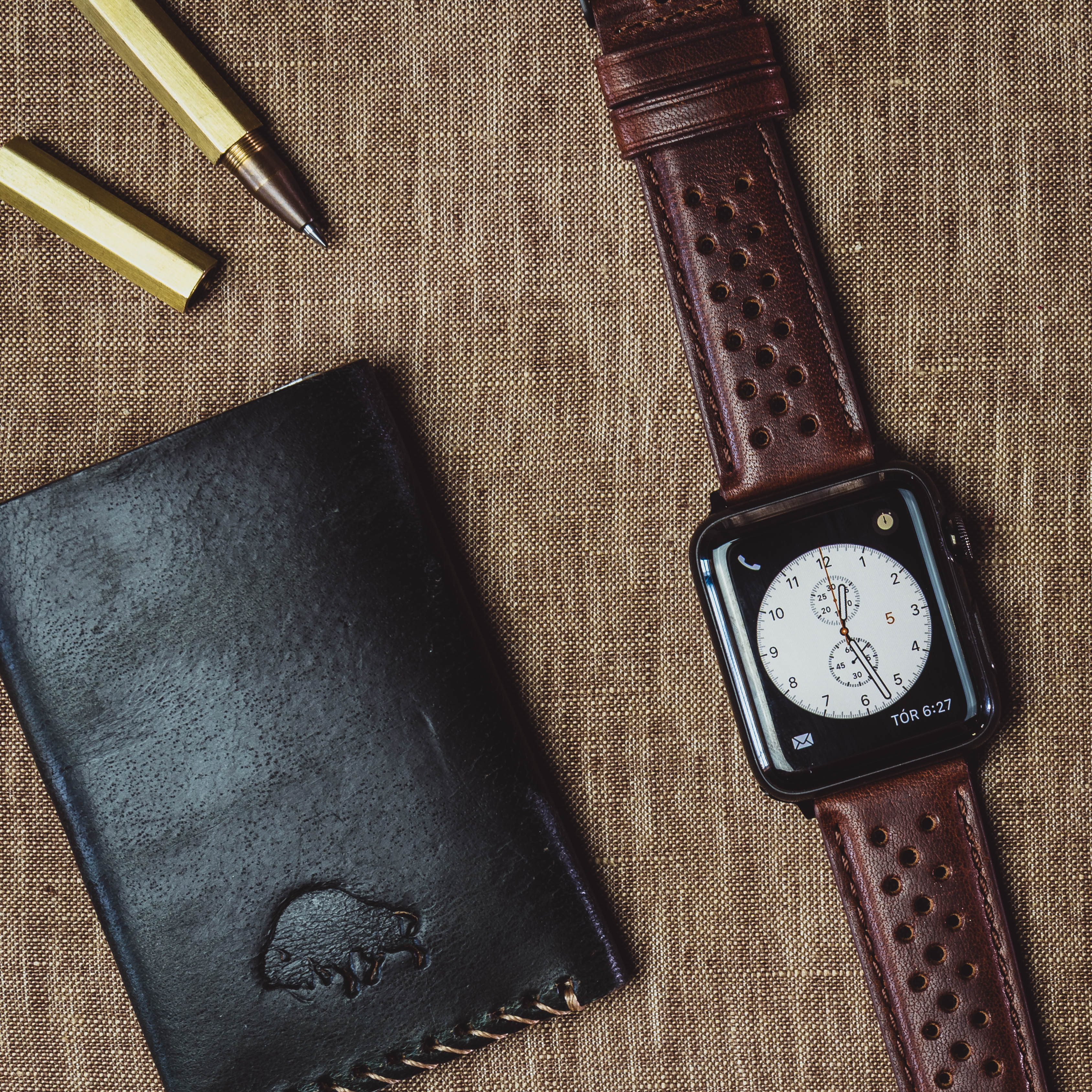 Apple Watch Chocolate Brown Racing Horween Leather Watch Band - Image 5
