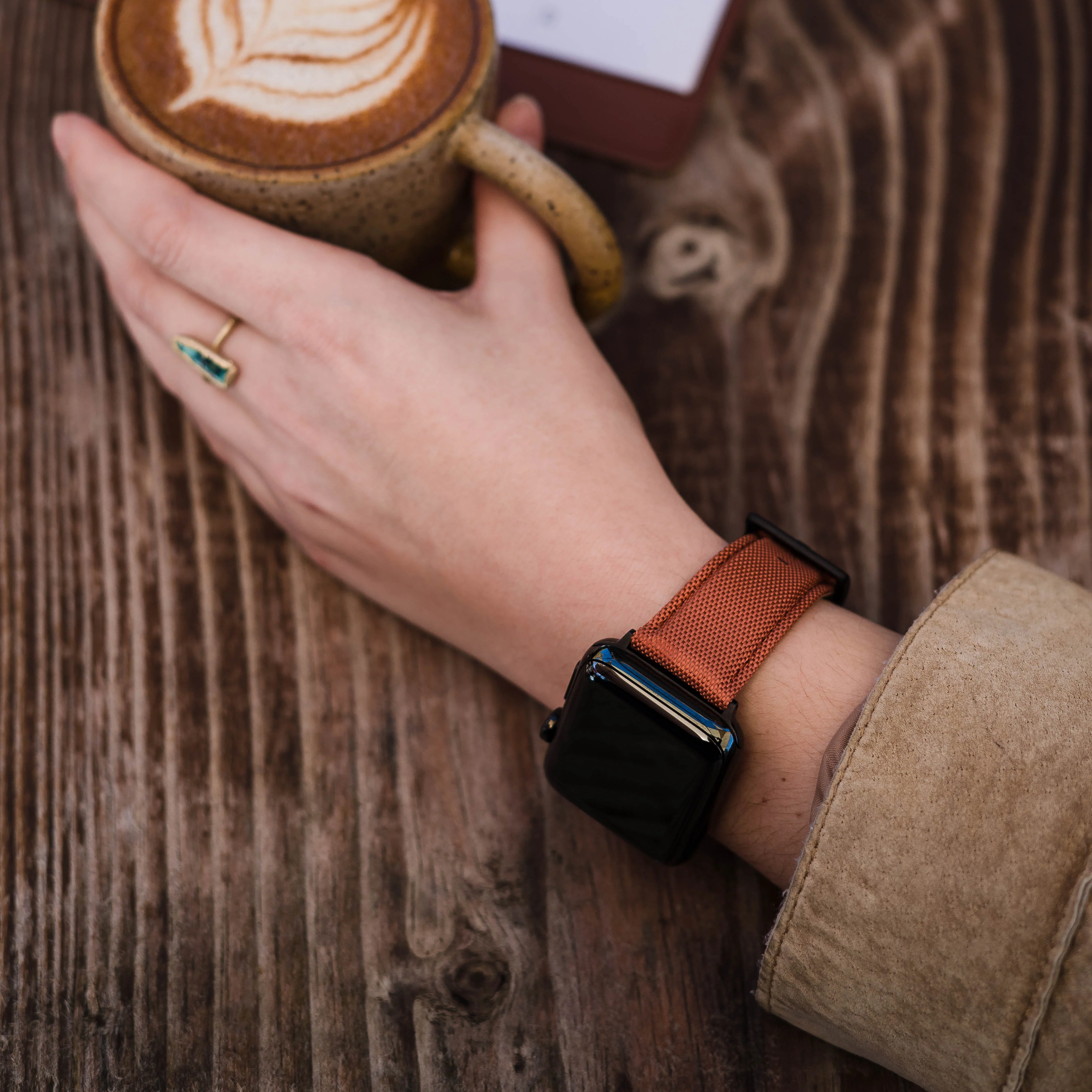 Apple Watch Copper Orange Sailcloth Watch Band - Image 3