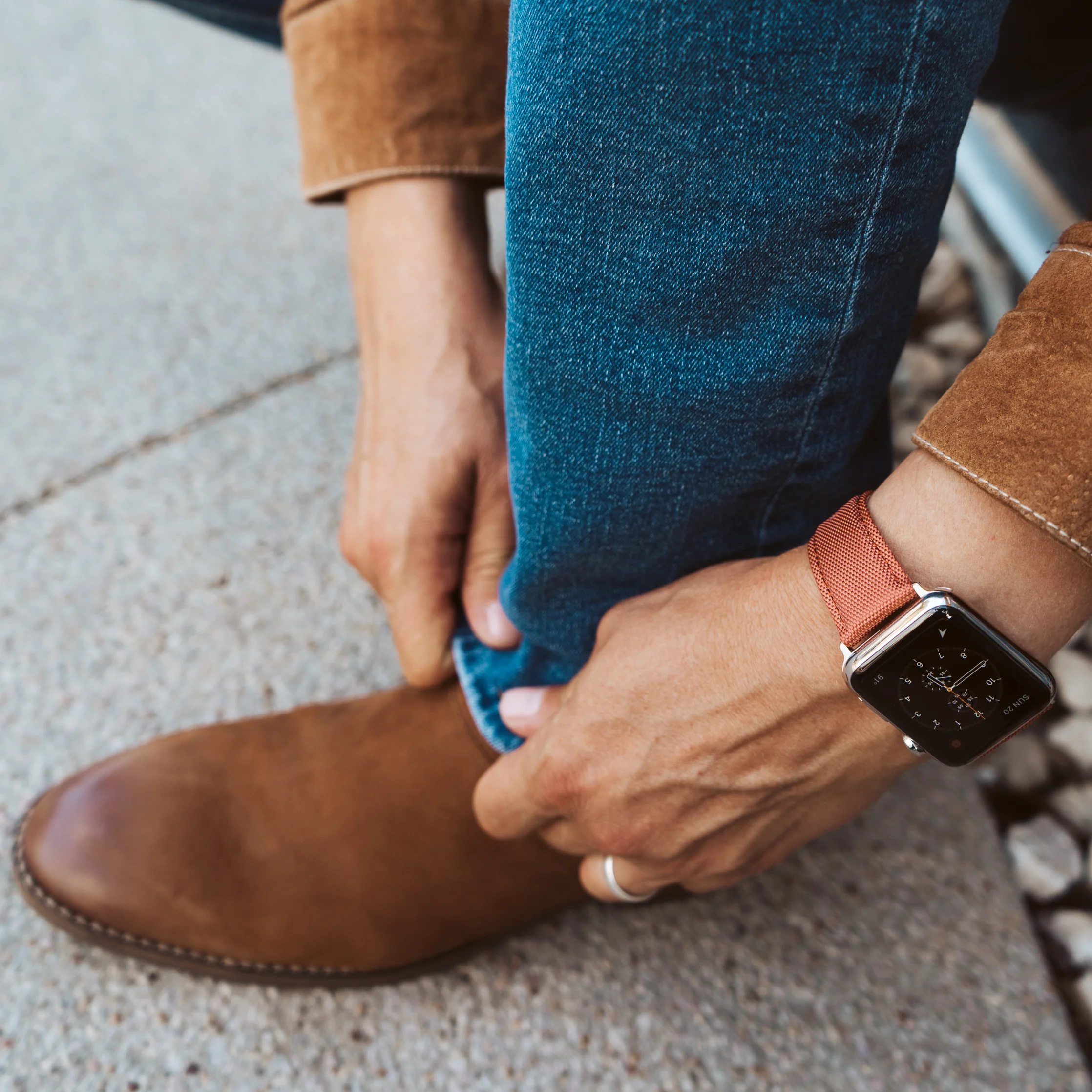 Apple Watch Copper Orange Sailcloth Watch Band - Image 4