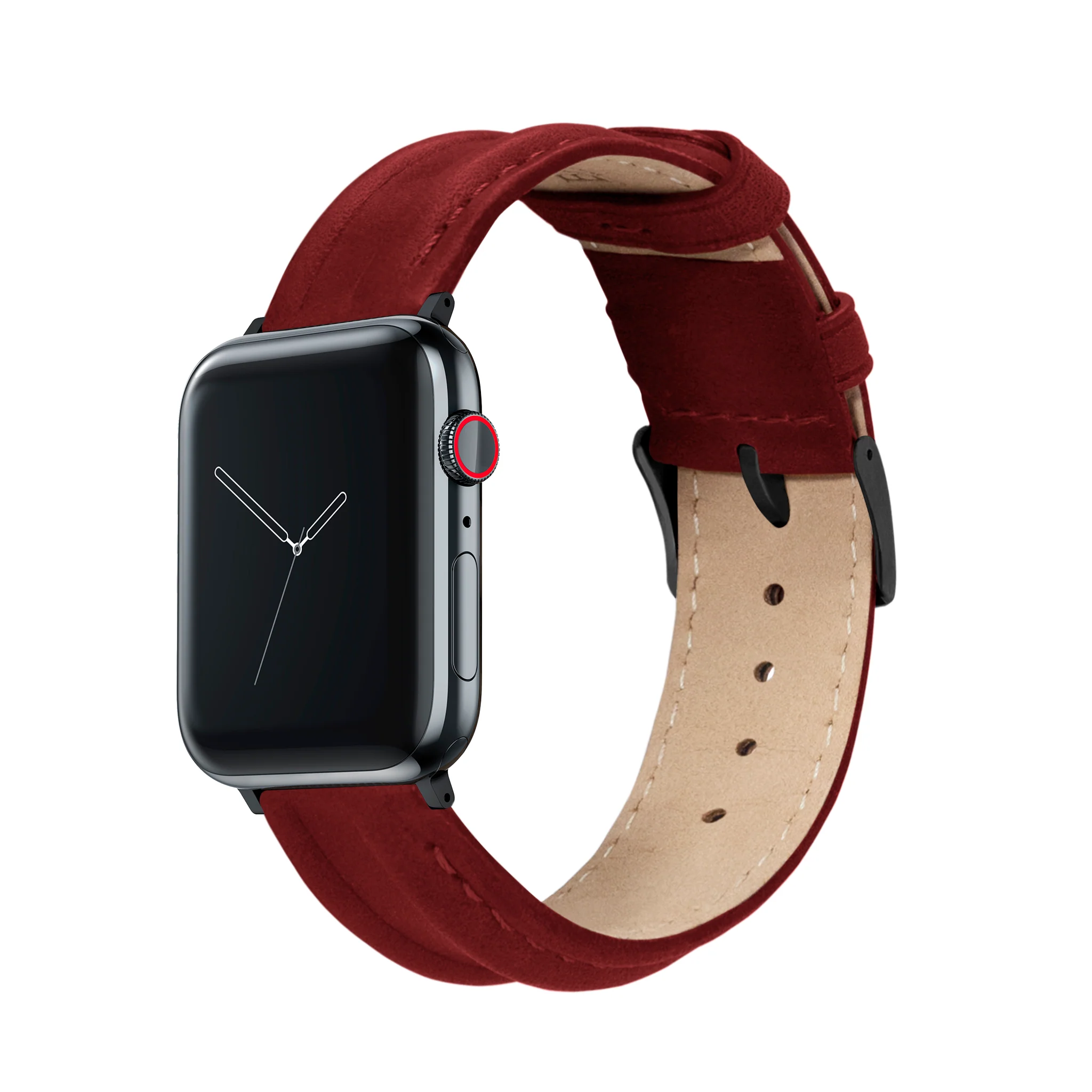 Apple Watch Crimson Red Classic Horween Leather Watch Band - Image 2