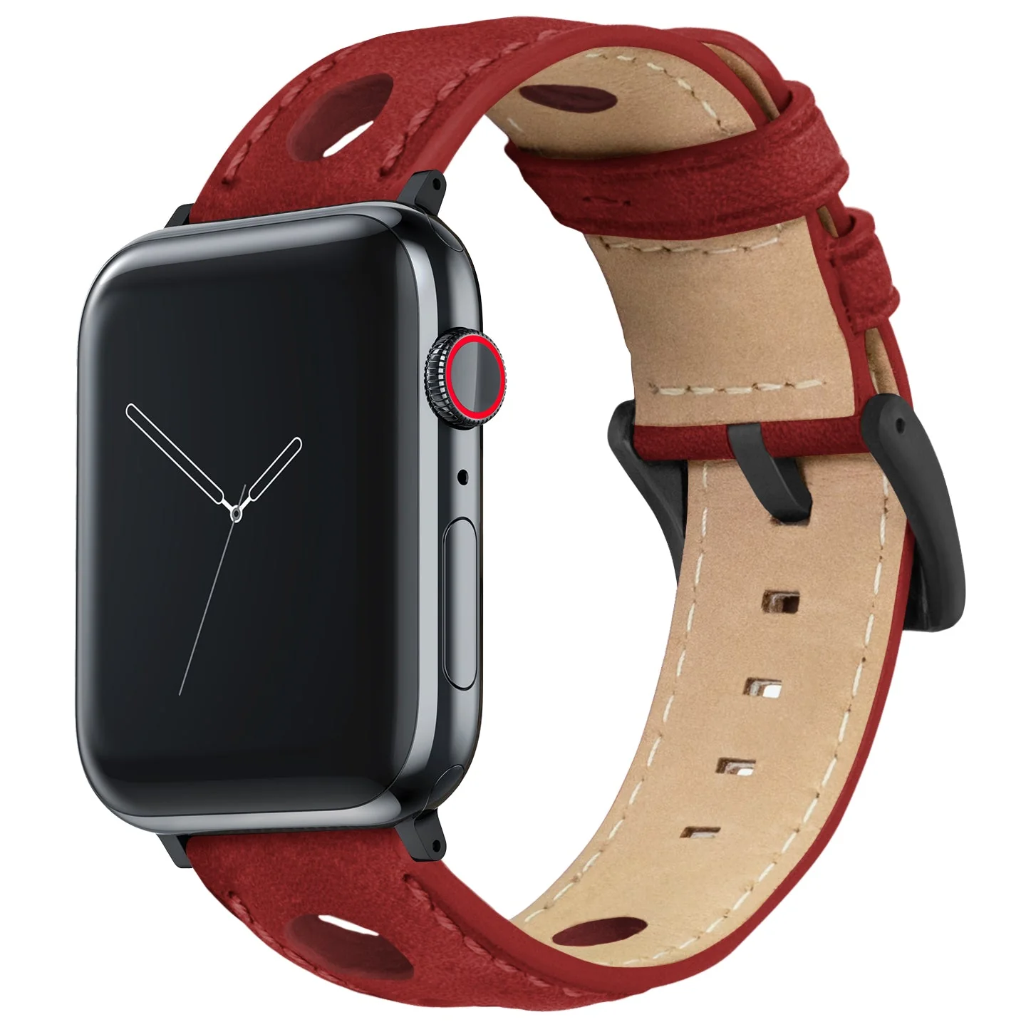 Apple Watch Small Crimson Red Rally Horween Leather Watch Band - Image 2