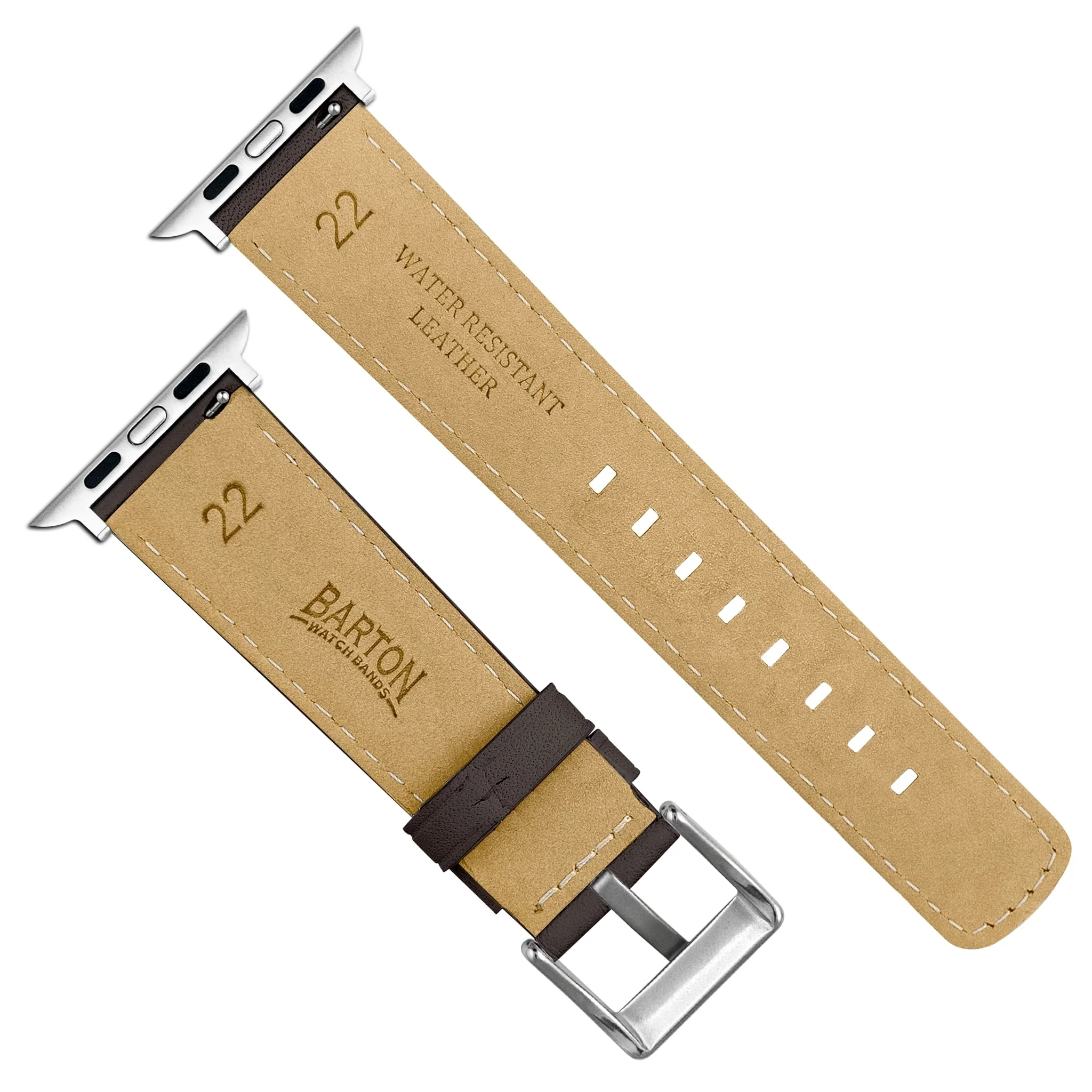Apple Watch Dark Brown Pittards Performance Leather Brown Stitching Watch Band - Image 4