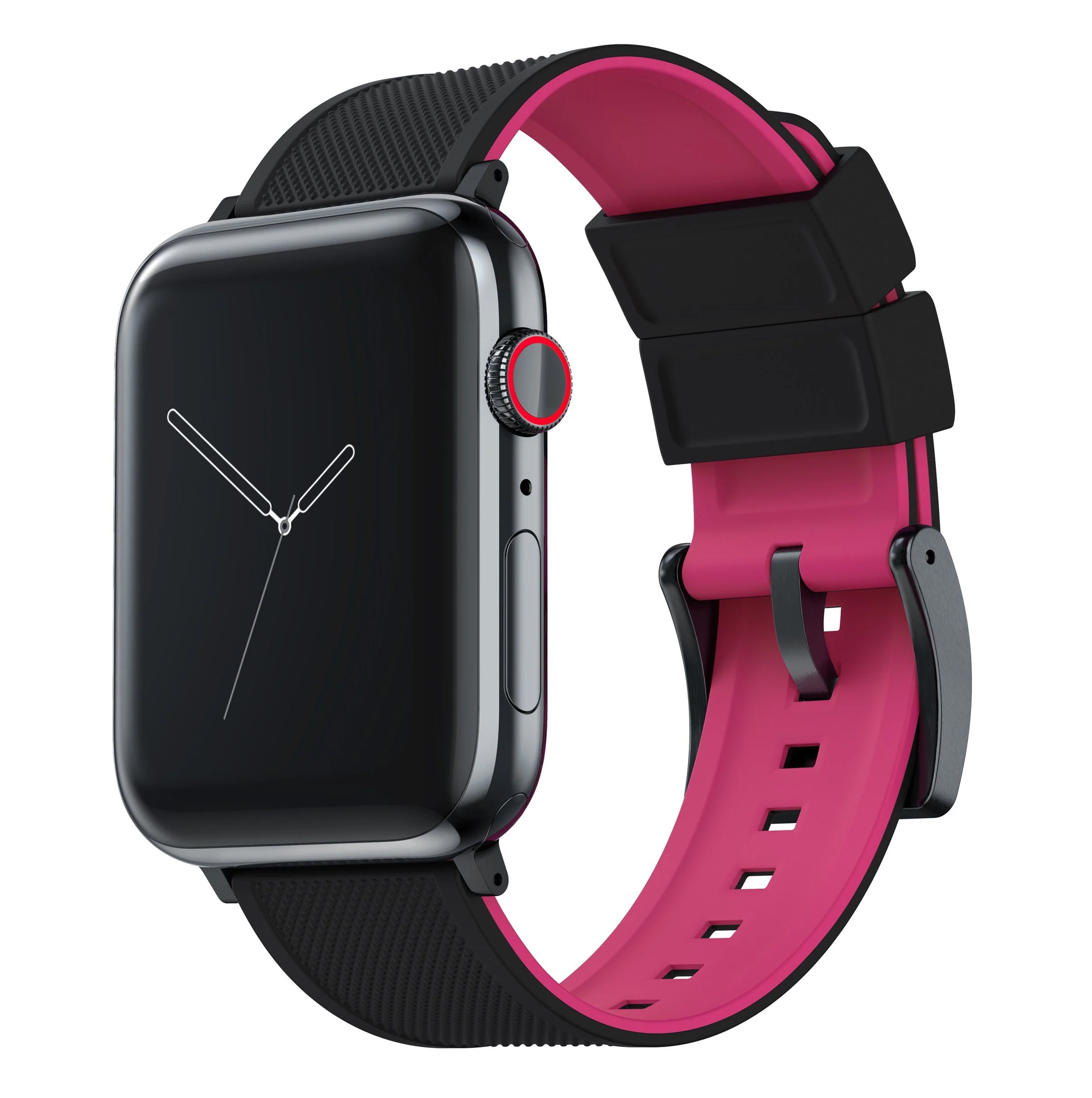 Apple Watch Elite Silicone Black Top Pink Bottom Watch Band - Image 2