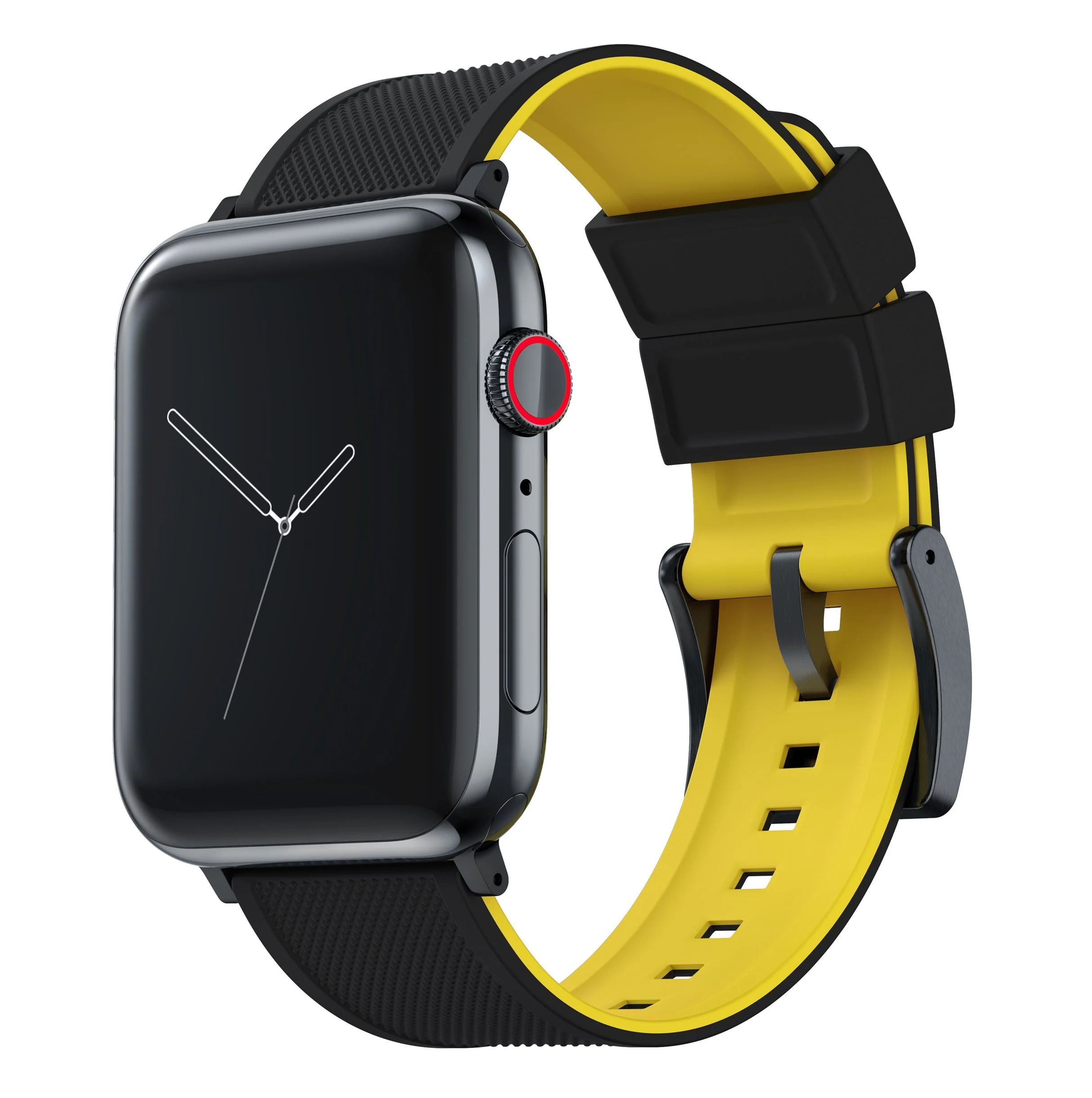 Apple Watch Elite Silicone Black Top Yellow Bottom Watch Band - Image 2