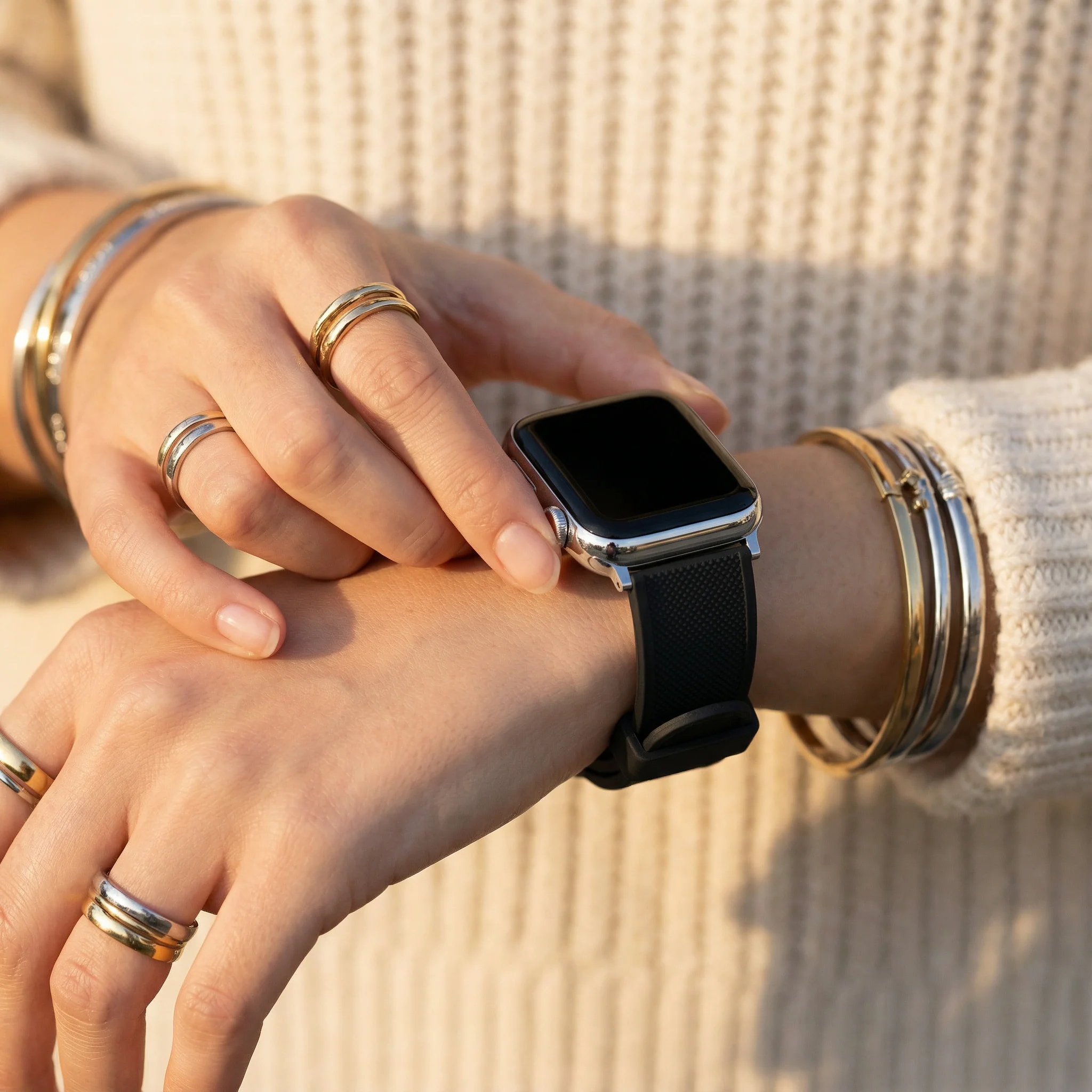 Apple Watch Silicone Black Watch Band (Women's) - Image 2