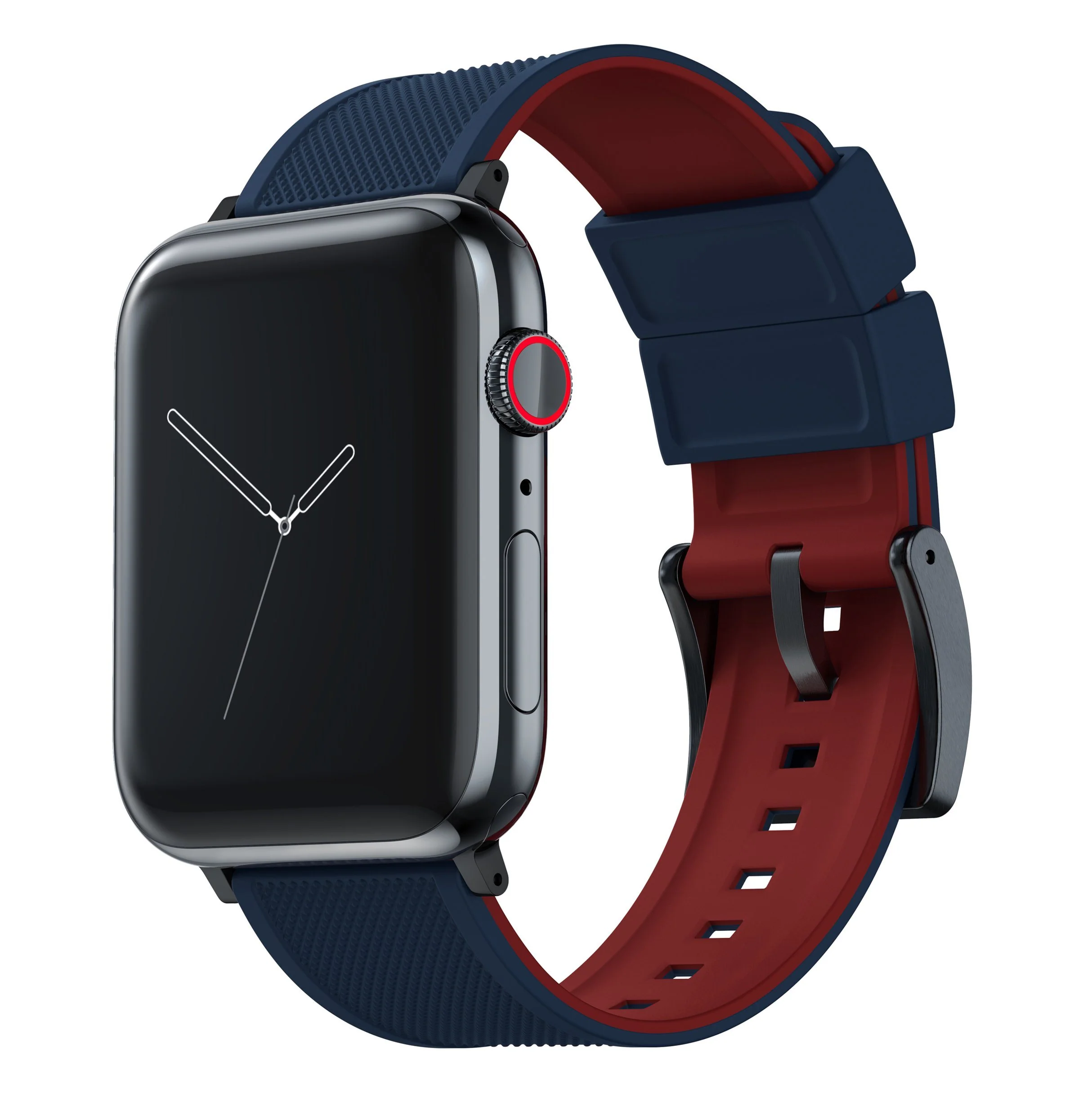 Apple Watch Elite Silicone Navy Blue Top Crimson Red Bottom Watch Band - Image 2