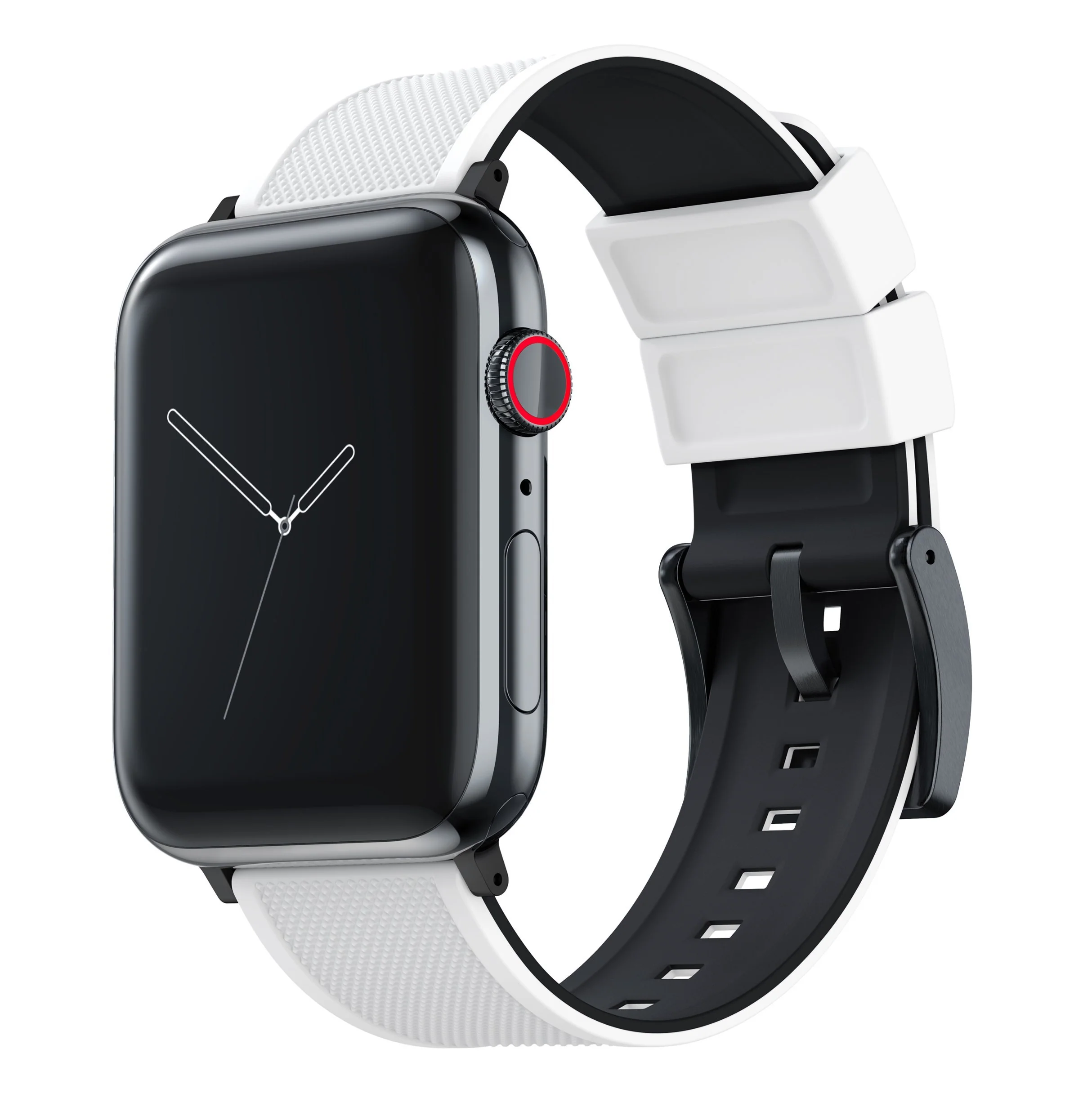 Apple Watch Elite Silicone White Top Black Bottom Watch Band - Image 2