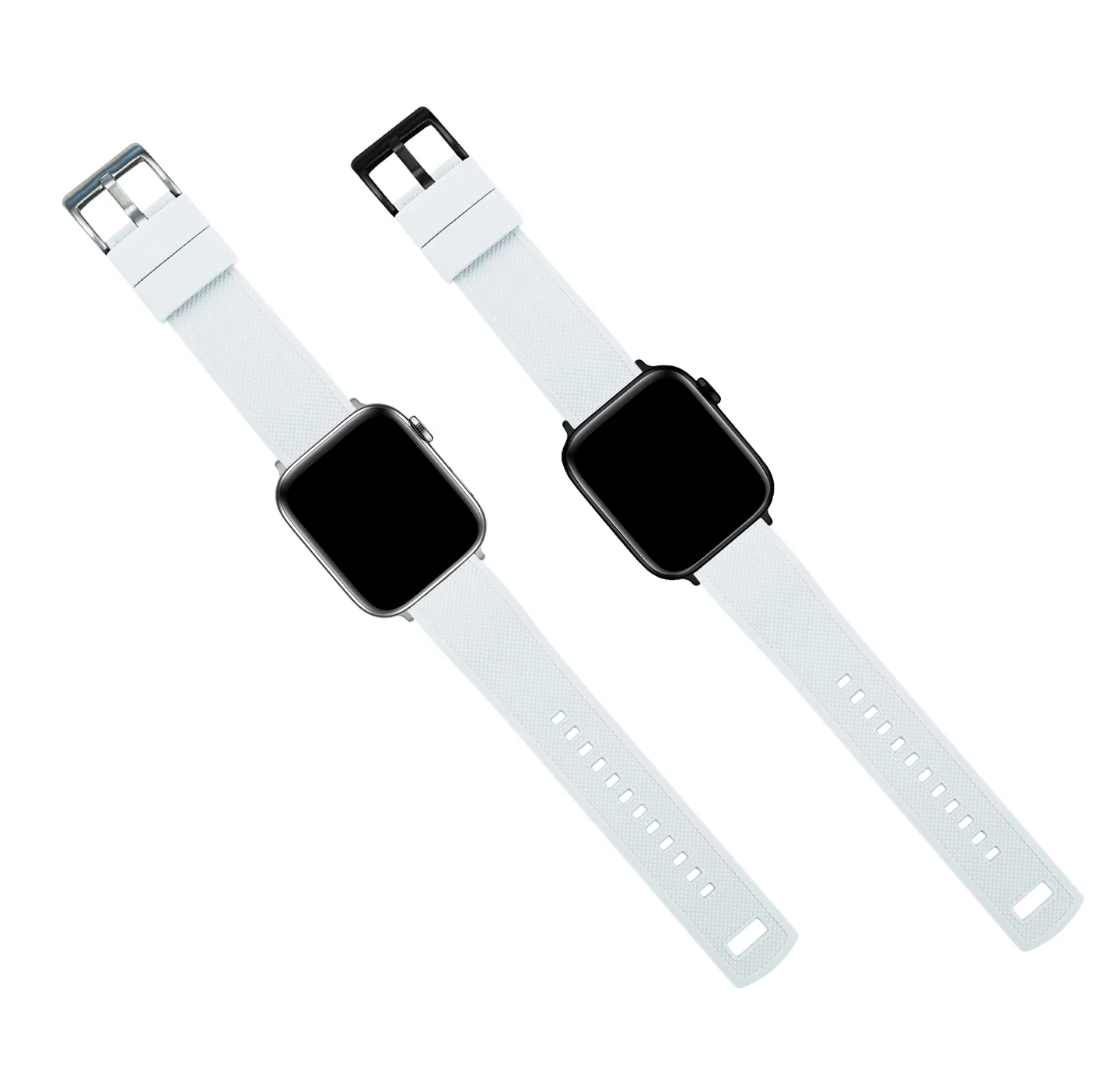 Apple Watch Elite Silicone White Top Black Bottom Watch Band - Image 6