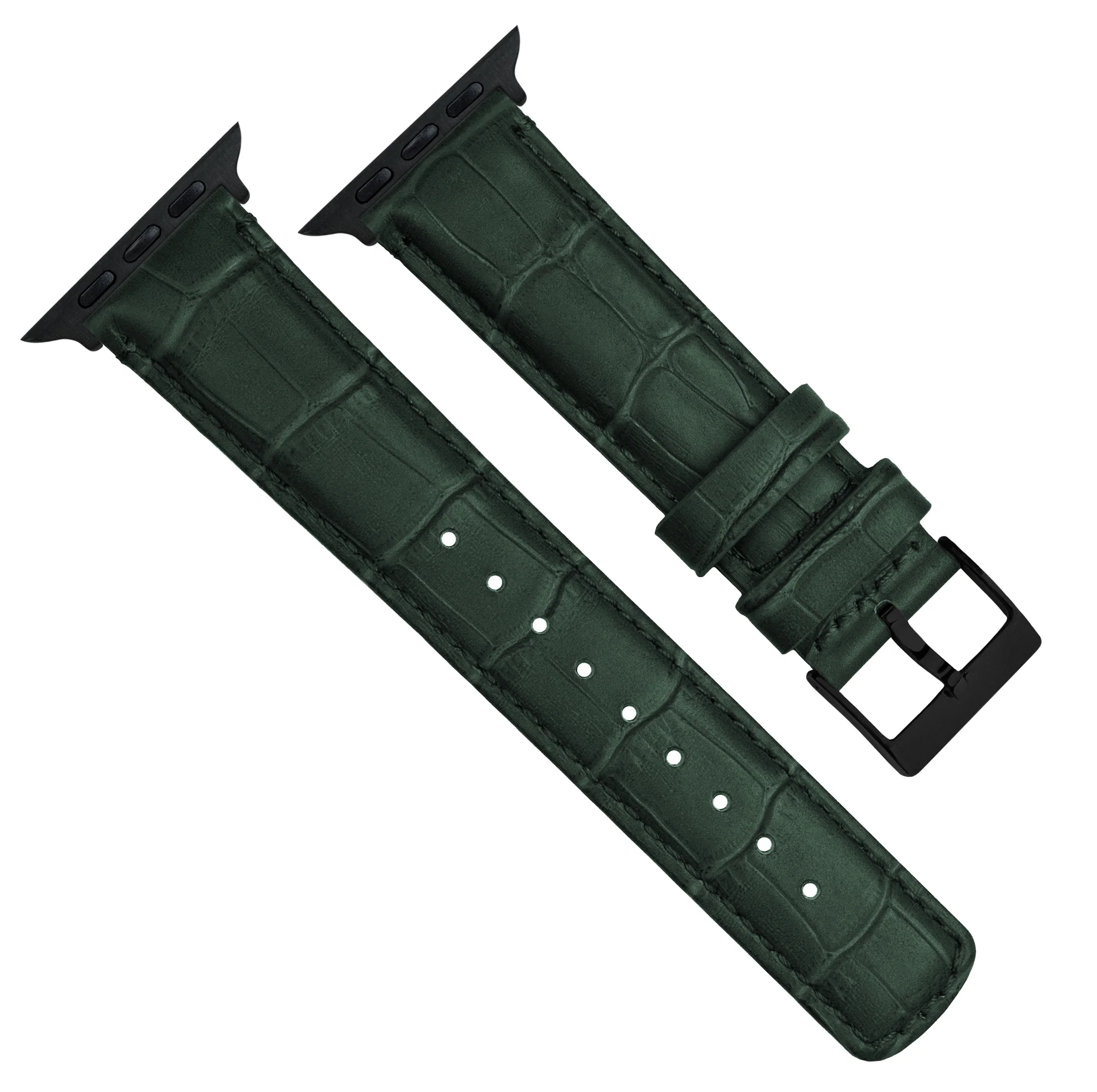 Apple Watch Forest Green Alligator Grain Leather Watch Band - Image 6
