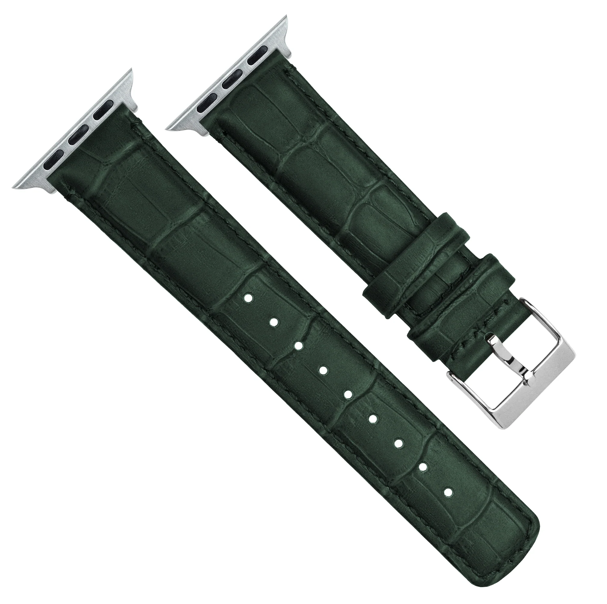 Apple Watch Forest Green Alligator Grain Leather Watch Band - Image 7