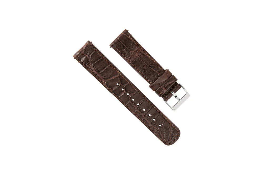 Apple Watch Genuine Alligator Brown Leather Watch Band, Made in USA - Image 3