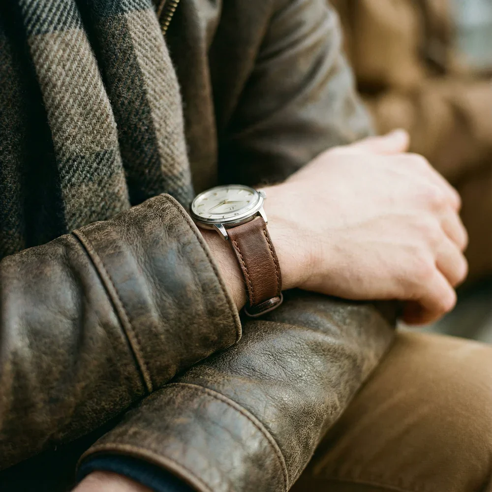 Apple Watch Genuine French Calfskin Brown Leather Watch Band, Crafted in the USA - Image 2