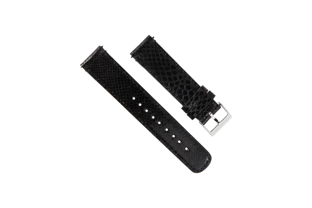 Apple Watch Genuine Snakeskin Black Leather Watch Band, Crafted in the USA - Image 3