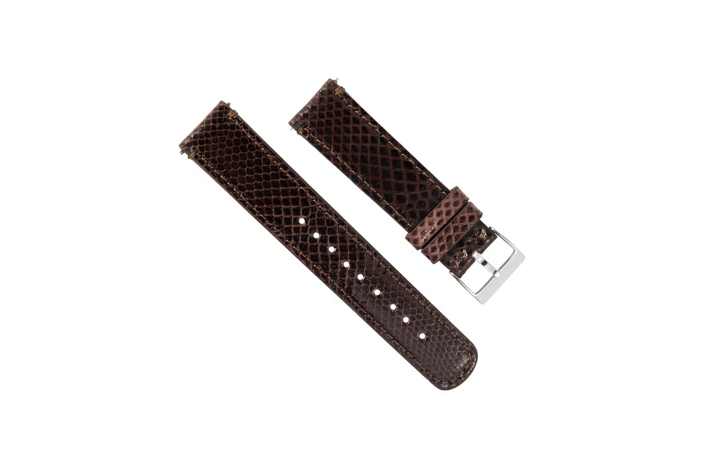 Apple Watch Genuine Snakeskin Brown Leather Watch Band, Crafted in the USA - Image 3