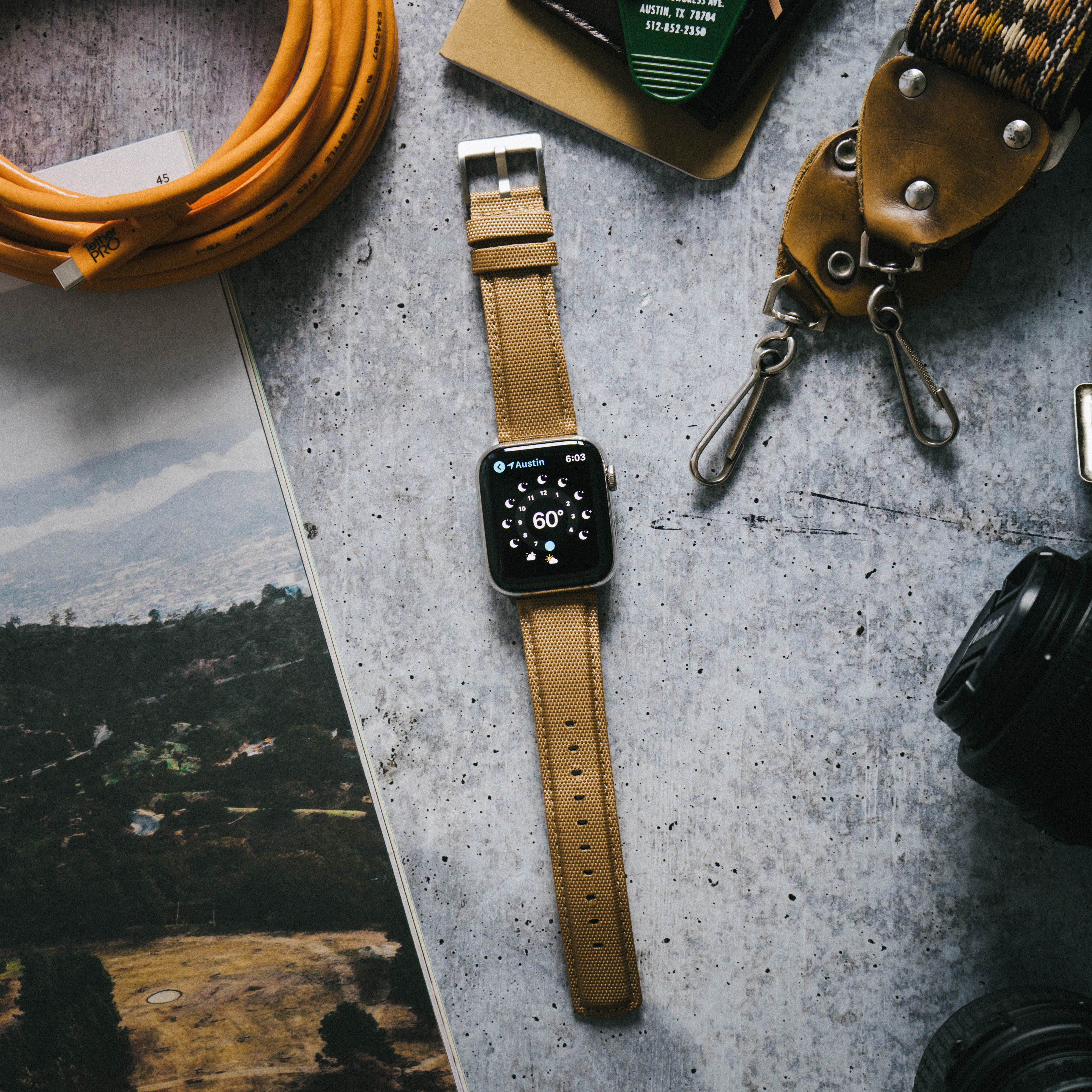 Apple Watch Khaki Tan Sailcloth Watch Band - Image 3
