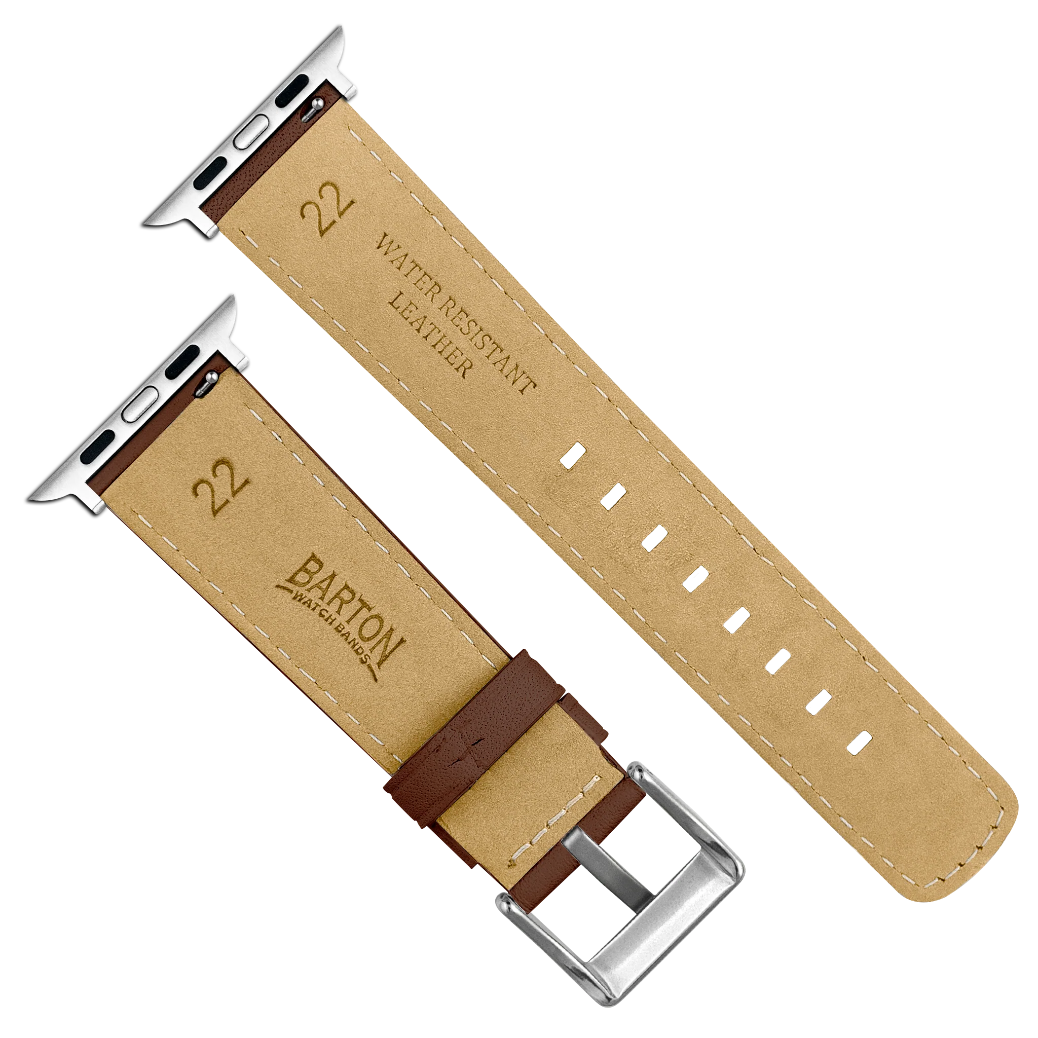 Apple Watch Light Brown Pittards Performance Leather Brown Stitching Watch Band - Image 4