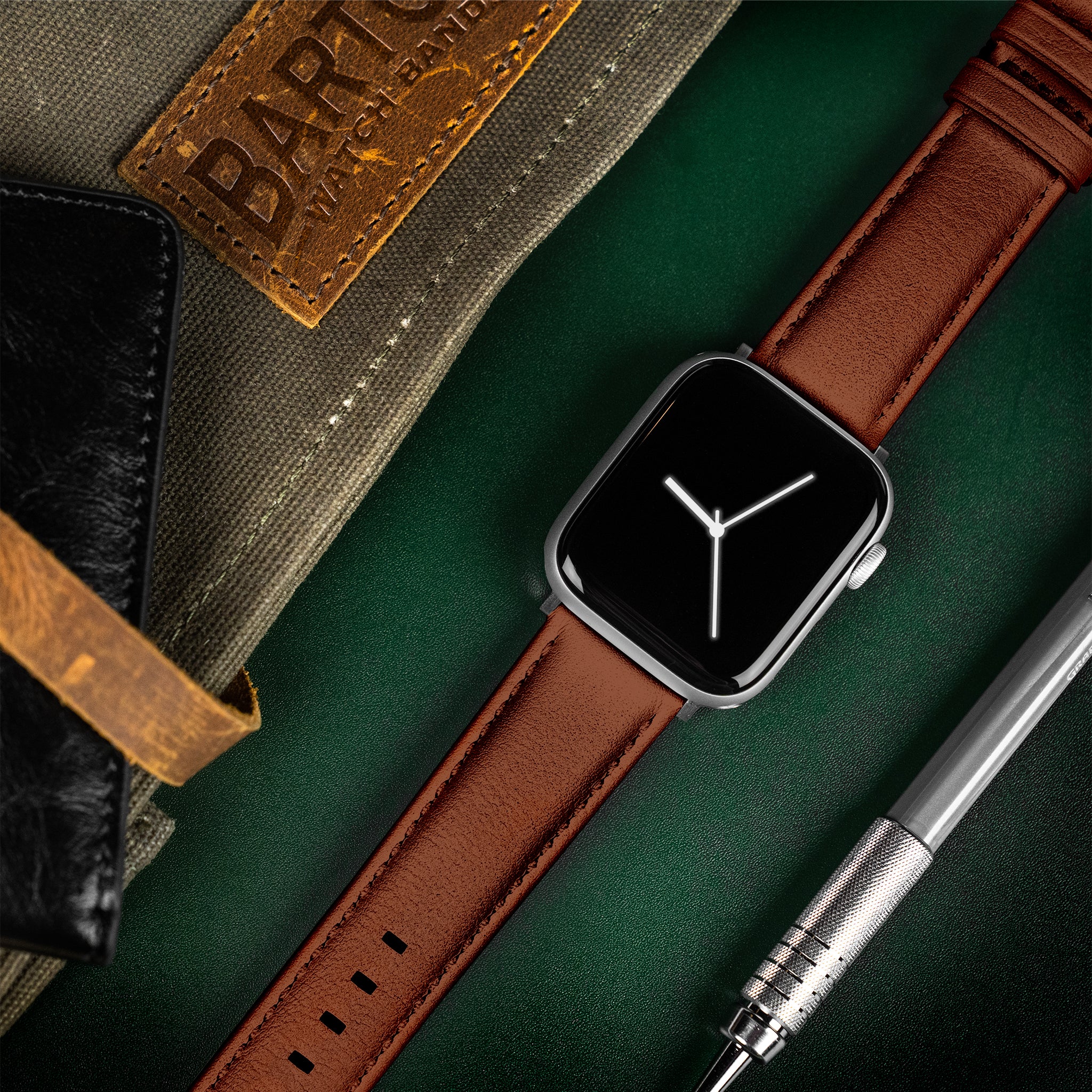 Apple Watch Light Brown Pittards Performance Leather Brown Stitching Watch Band - Image 6