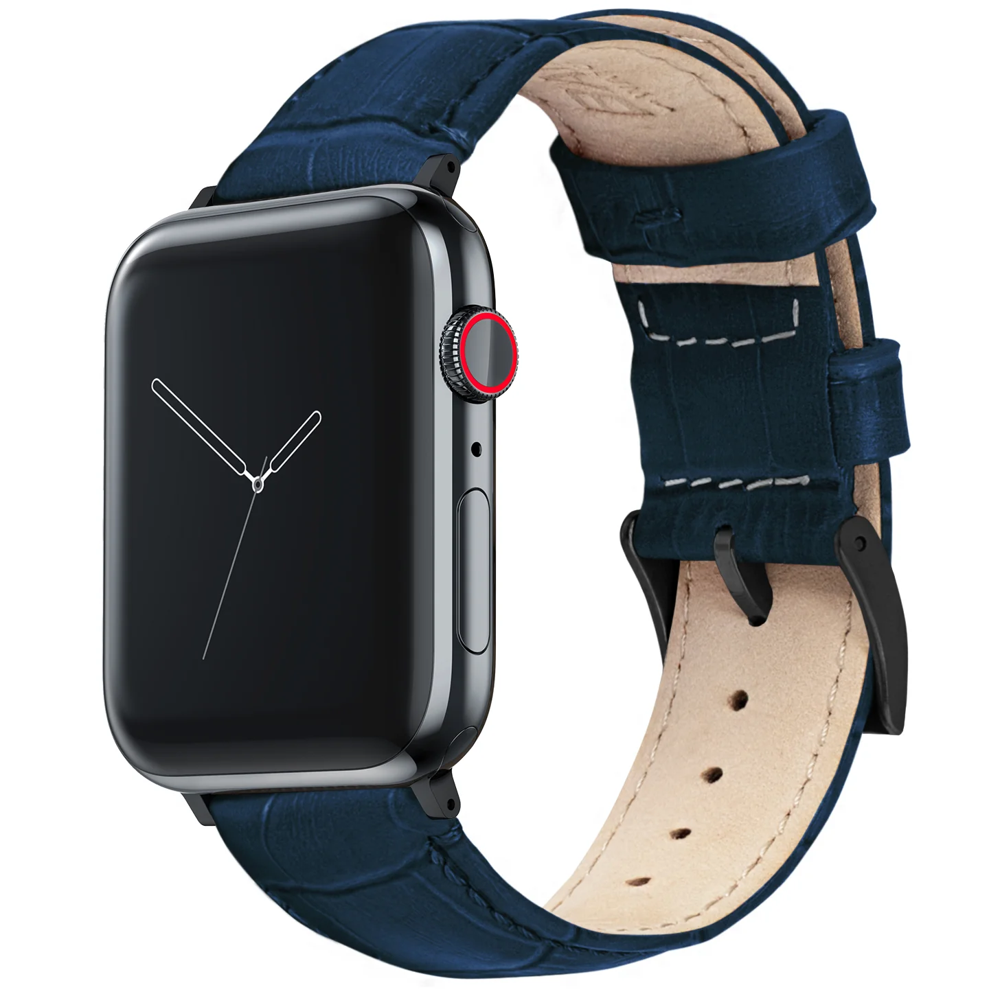 Apple Watch Navy Blue Alligator Grain Leather Watch Band - Image 2