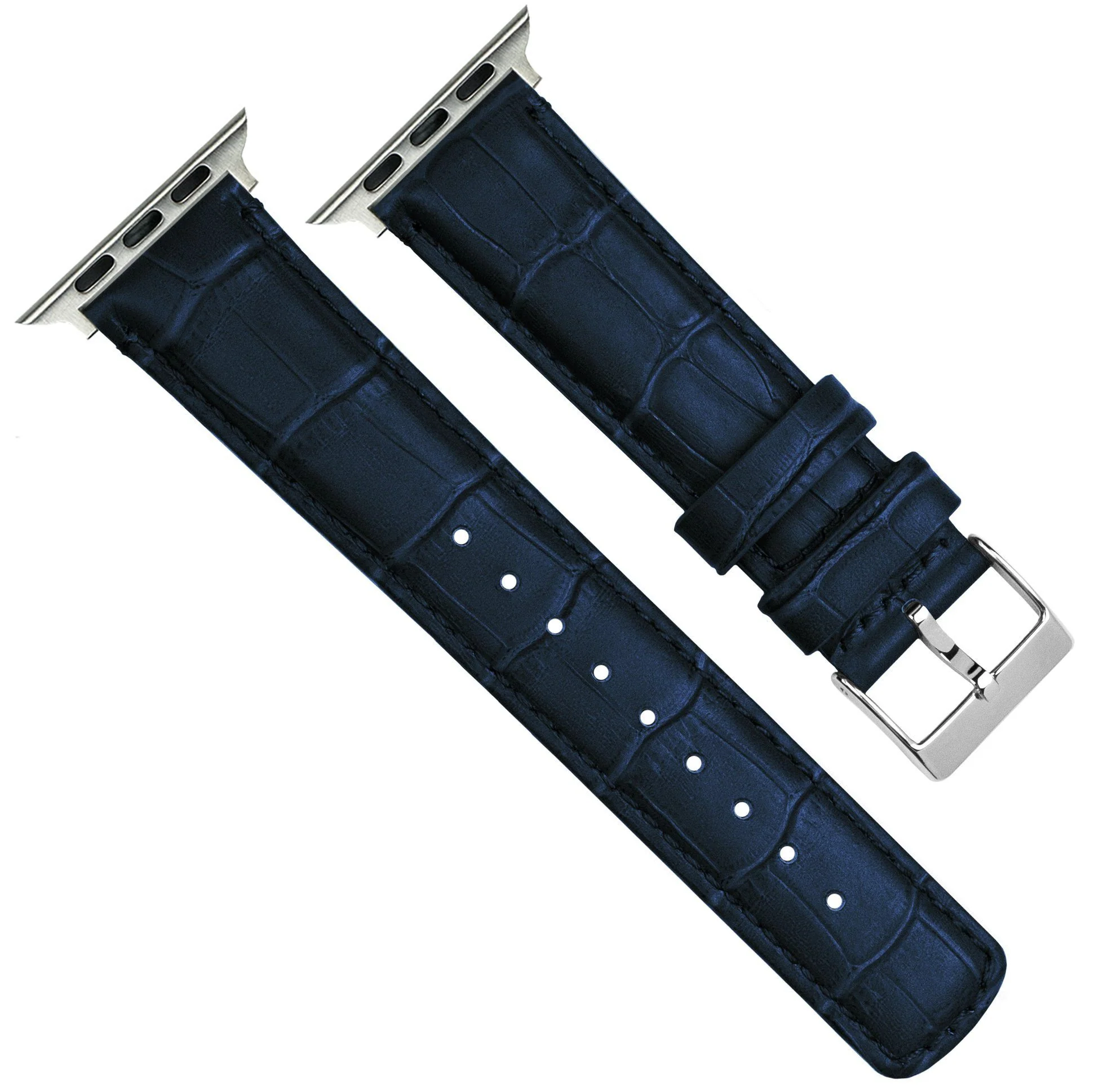 Apple Watch Navy Blue Alligator Grain Leather Watch Band - Image 3