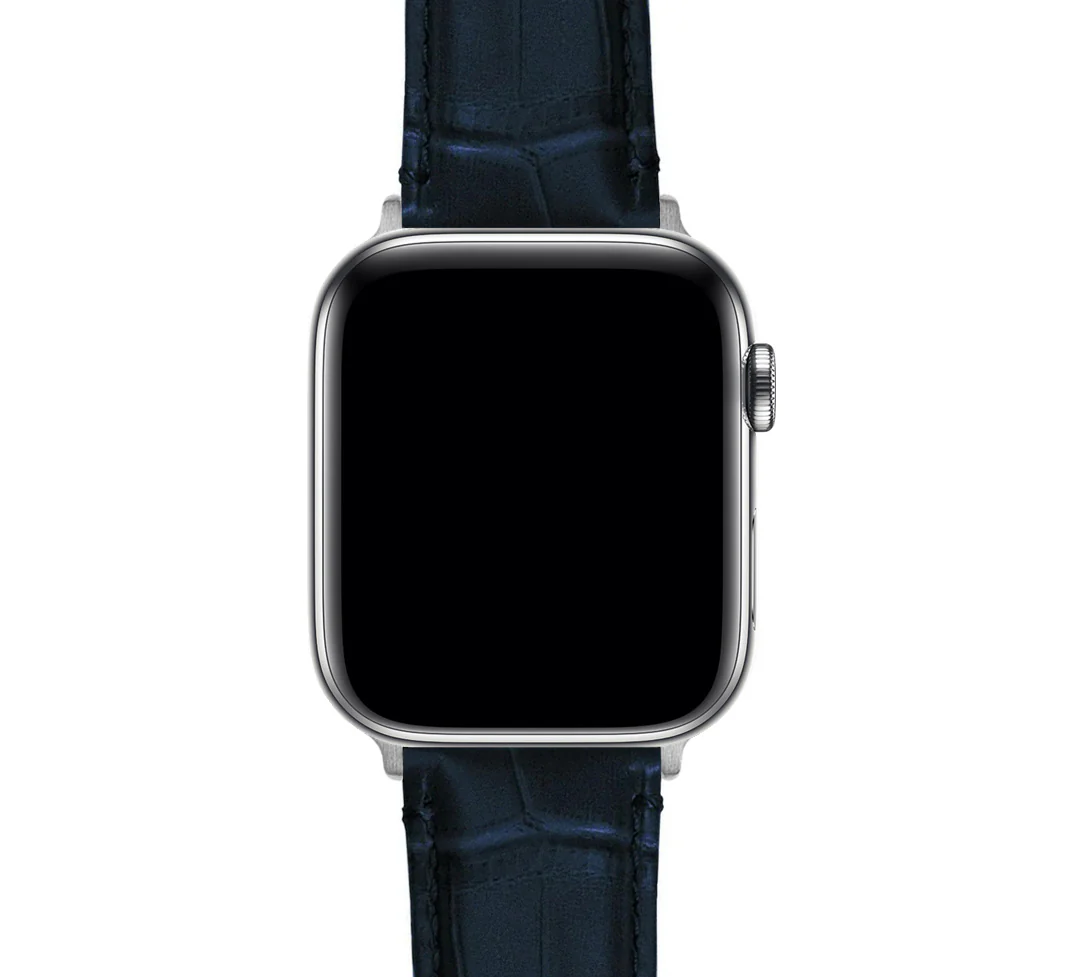 Apple Watch Navy Blue Alligator Grain Leather Watch Band - Image 6