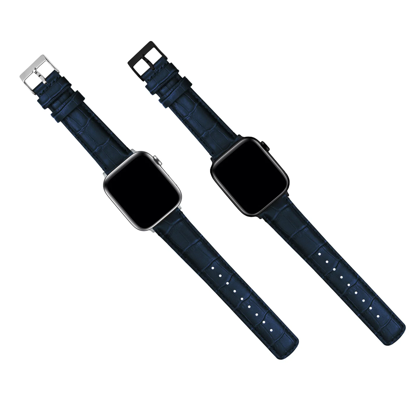 Apple Watch Navy Blue Alligator Grain Leather Watch Band - Image 7