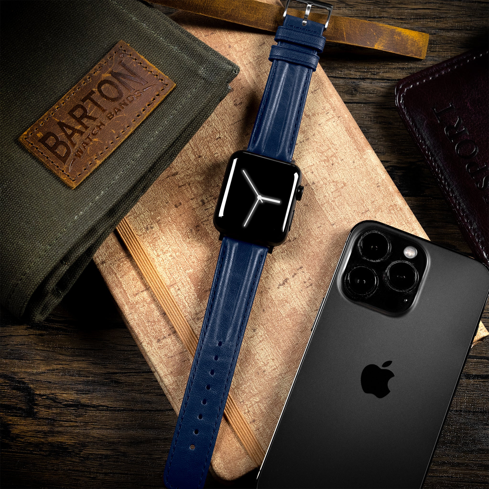 Apple Watch Navy Blue Classic Horween® Leather Watch Band - Image 3