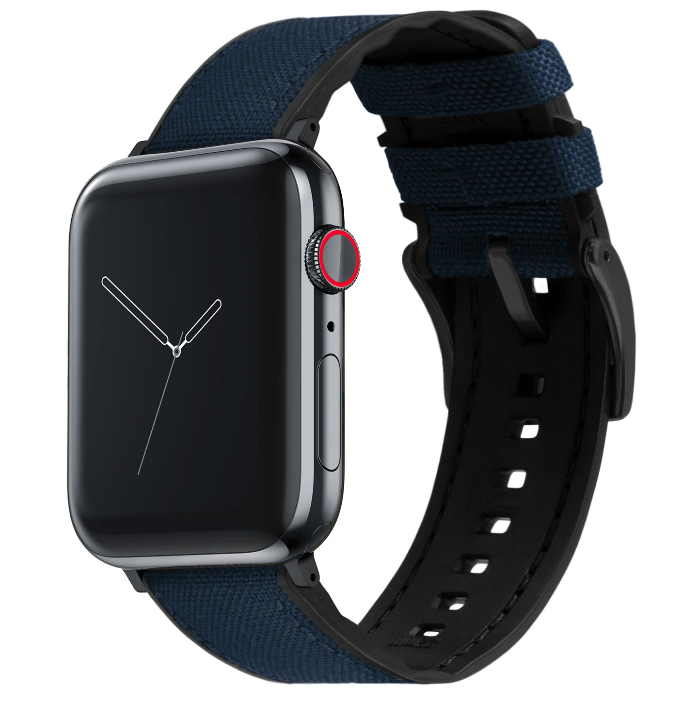 Apple Watch Navy Blue Cordura Fabric And Silicone Hybrid Watch Band - Image 2
