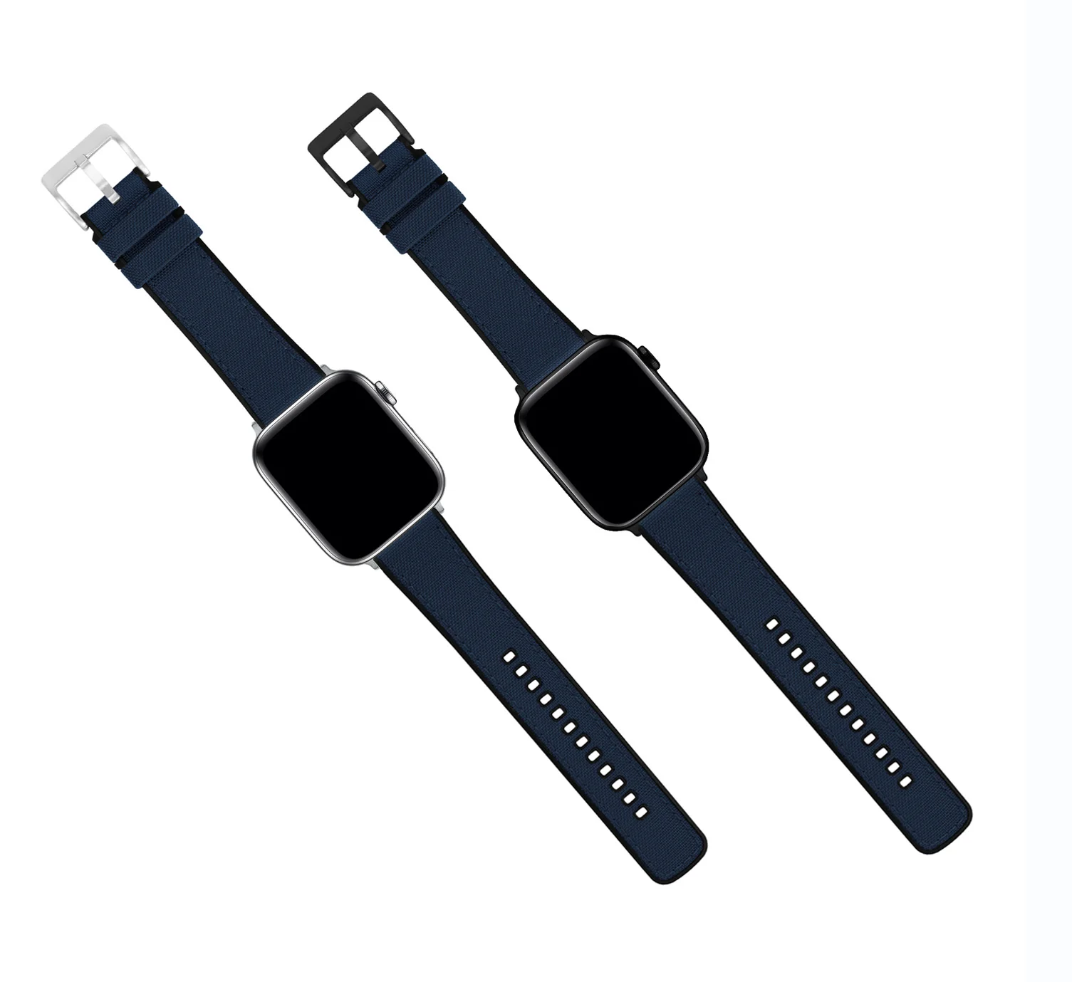 Apple Watch Navy Blue Cordura Fabric And Silicone Hybrid Watch Band - Image 4