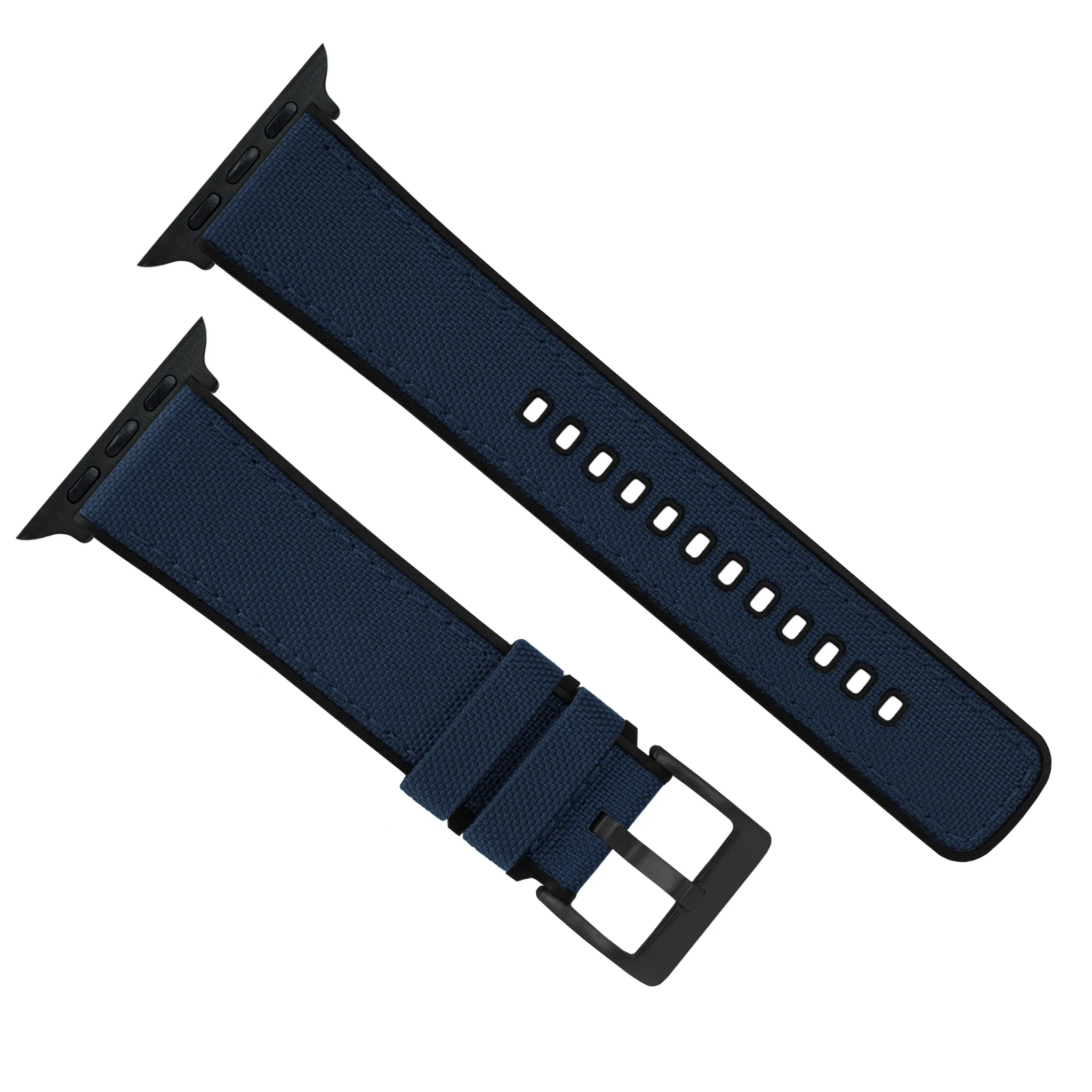 Apple Watch Navy Blue Cordura Fabric And Silicone Hybrid Watch Band - Image 6
