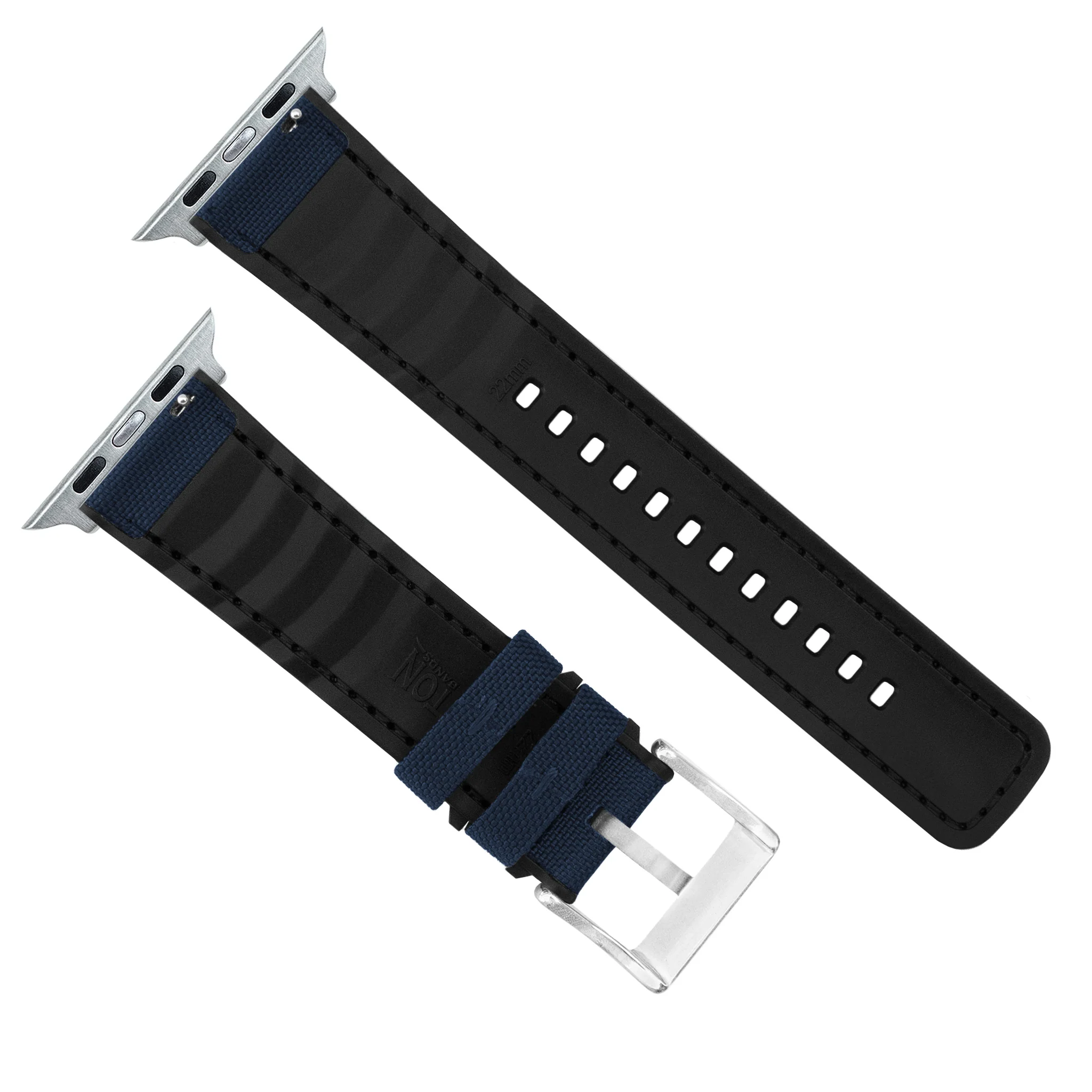 Apple Watch Navy Blue Cordura Fabric And Silicone Hybrid Watch Band - Image 7