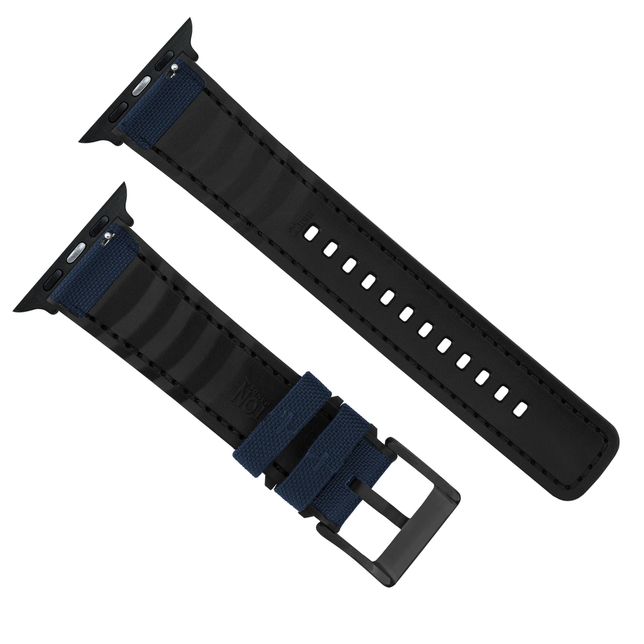 Apple Watch Navy Blue Cordura Fabric And Silicone Hybrid Watch Band - Image 8