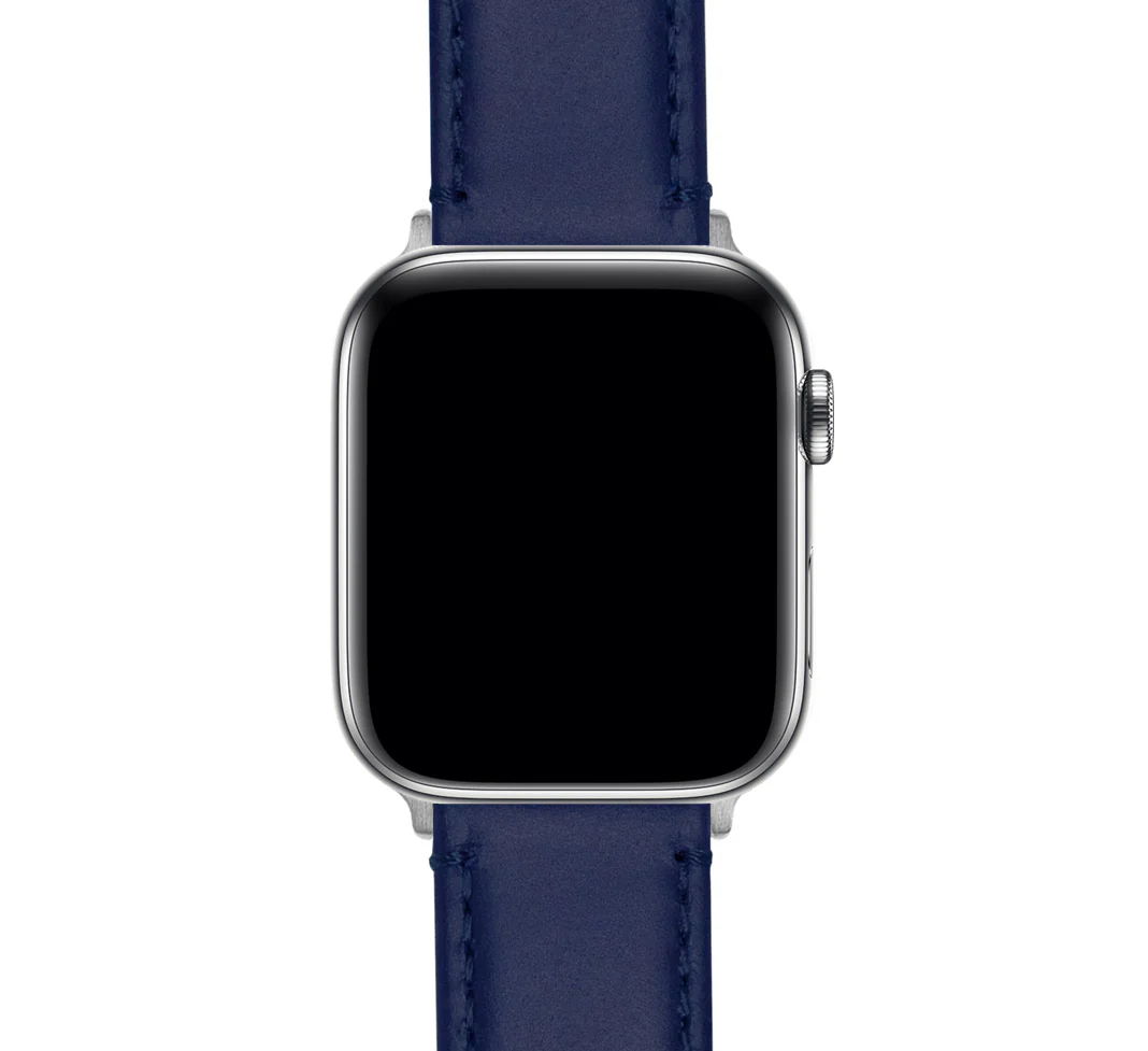 Apple Watch Navy Blue Leather Stitching Watch Band - Image 4