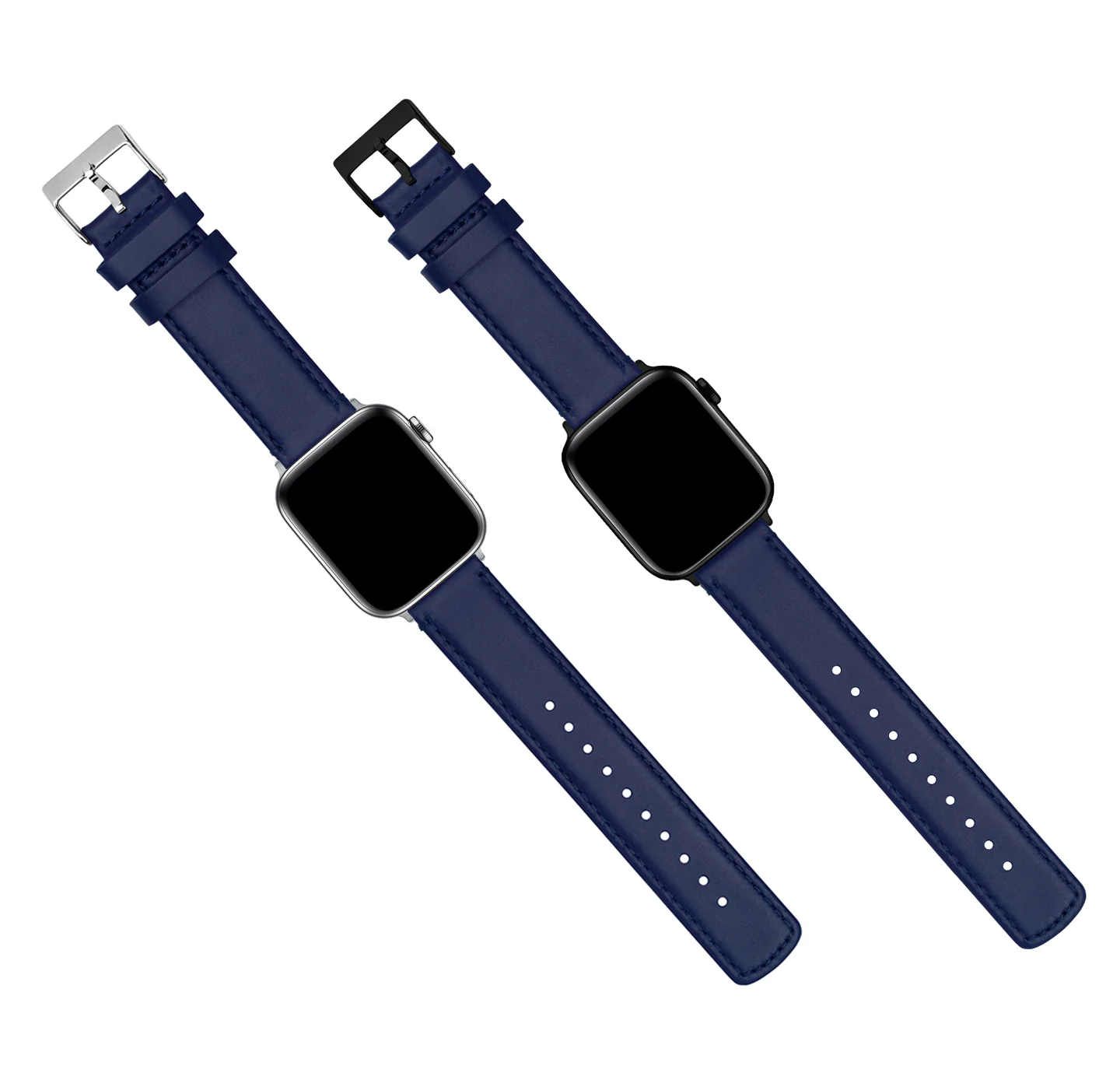 Apple Watch Navy Blue Leather Stitching Watch Band - Image 5