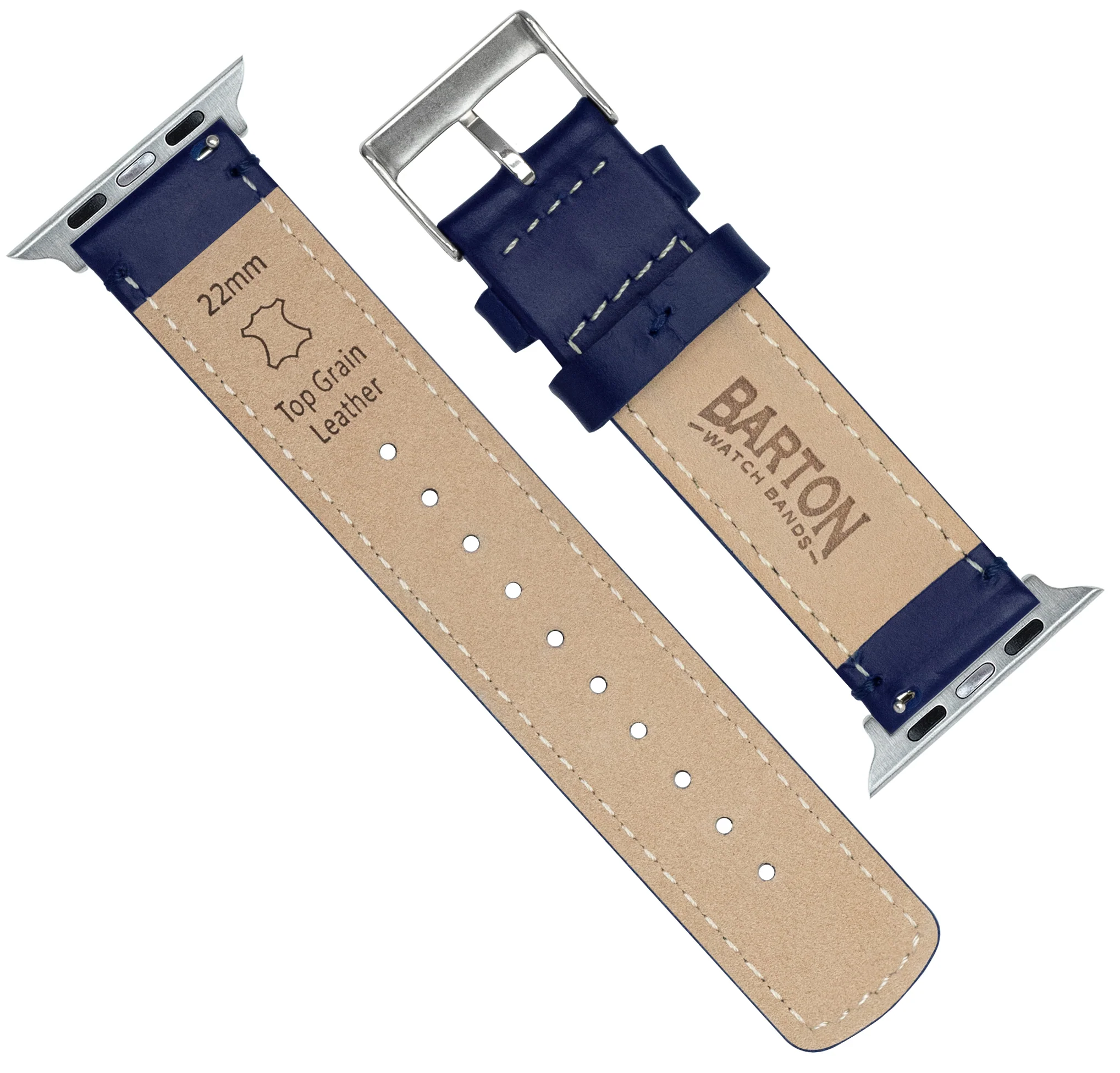 Apple Watch Navy Blue Leather Stitching Watch Band - Image 6