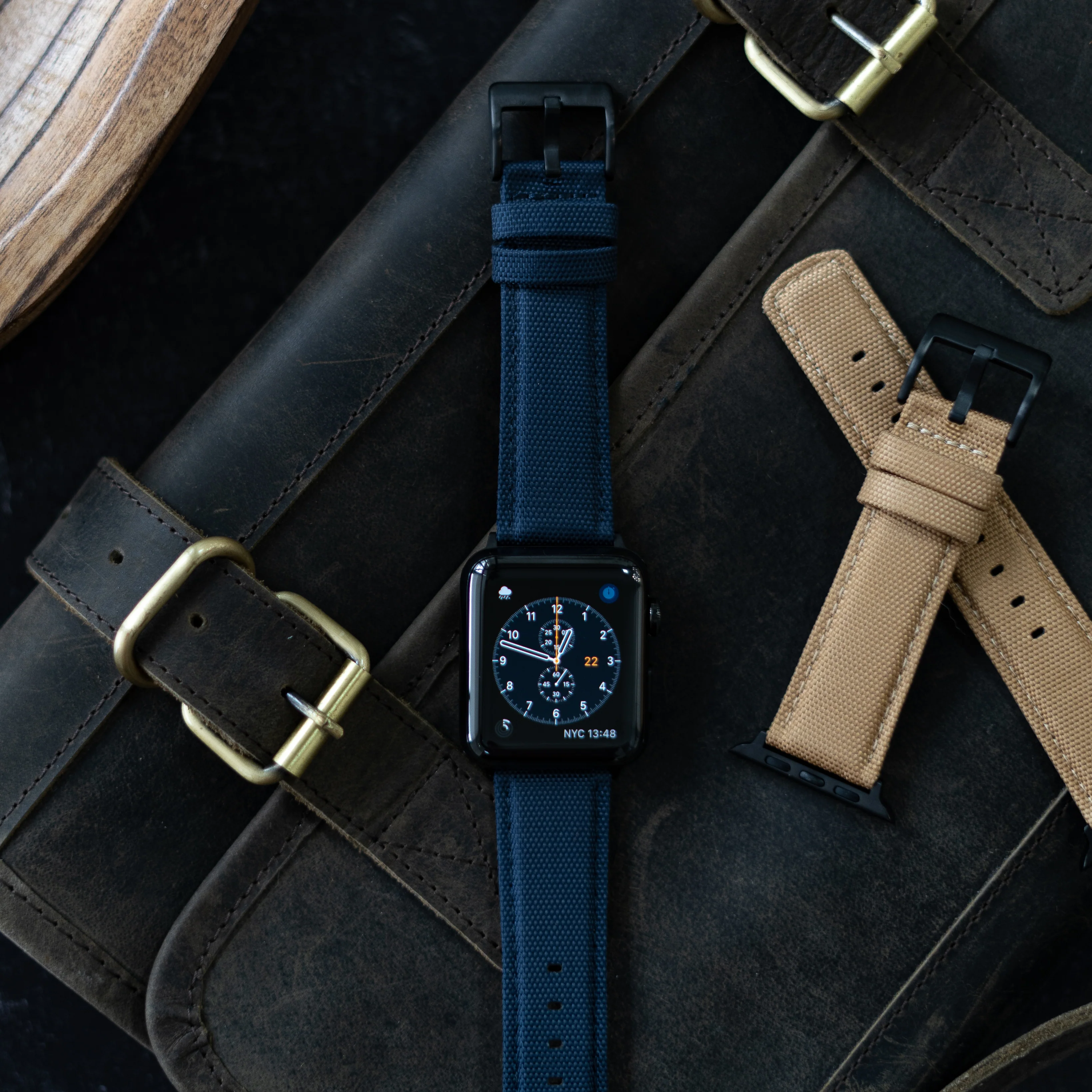 Apple Watch Navy Blue Sailcloth Watch Band - Image 3