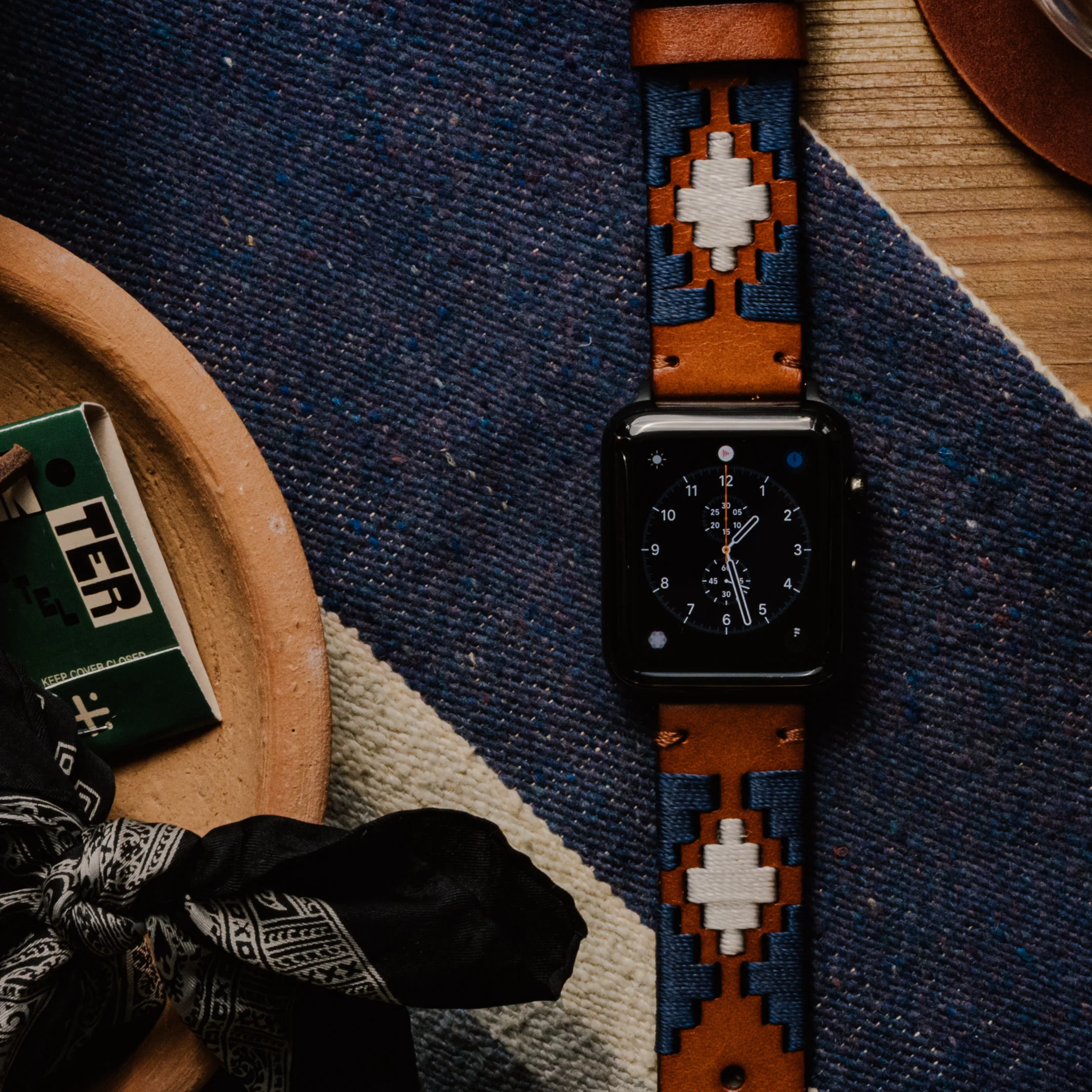 Apple Watch Navy Linen Gaucho Watch Band - Image 3