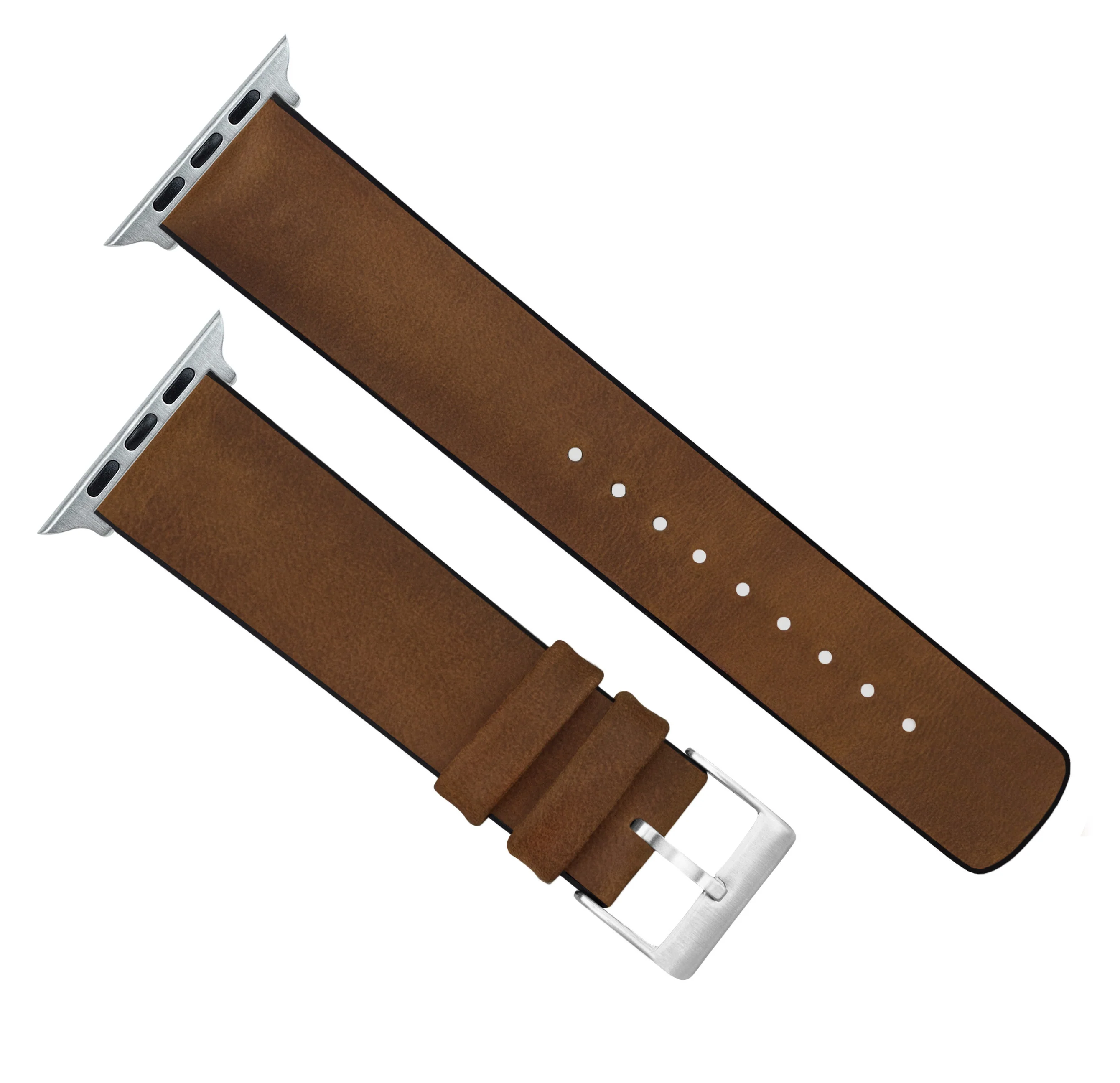 Apple Watch Oak Brown Leather Hybrid Watch Band - Image 3