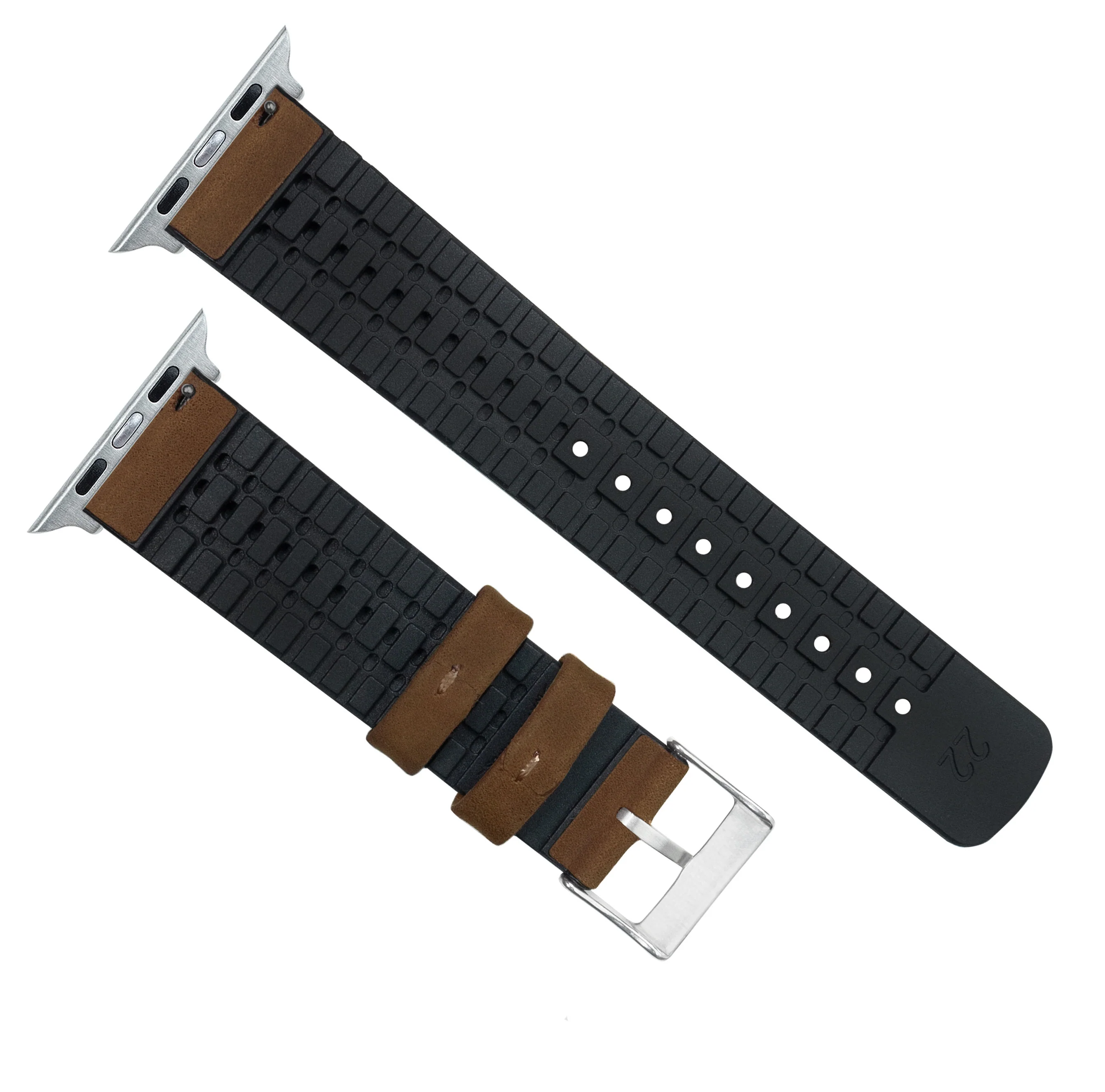Apple Watch Oak Brown Leather Hybrid Watch Band - Image 4