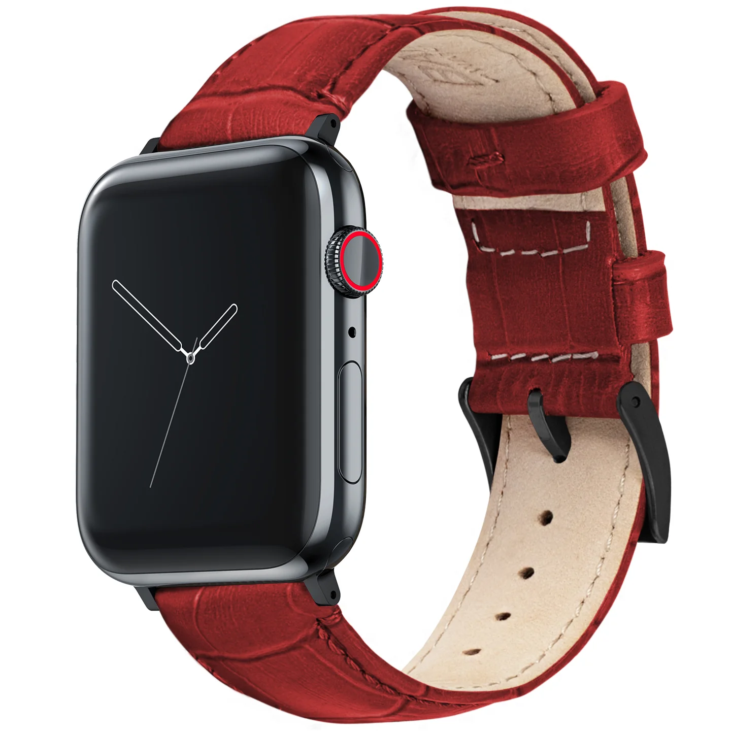 Apple Watch Red Alligator Grain Leather Watch Band - Image 2