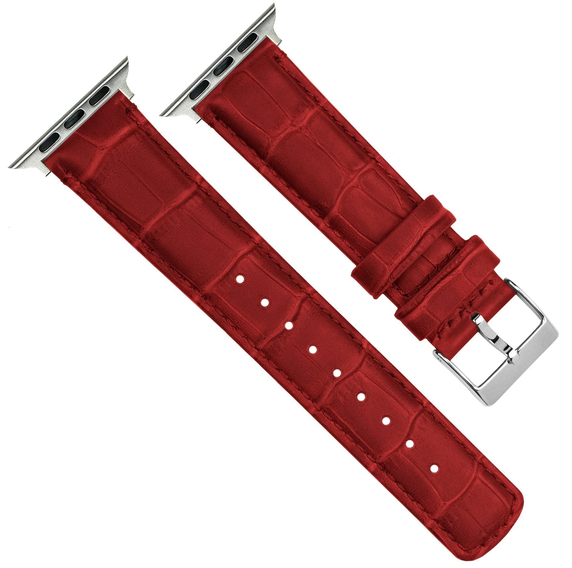 Apple Watch Red Alligator Grain Leather Watch Band - Image 3