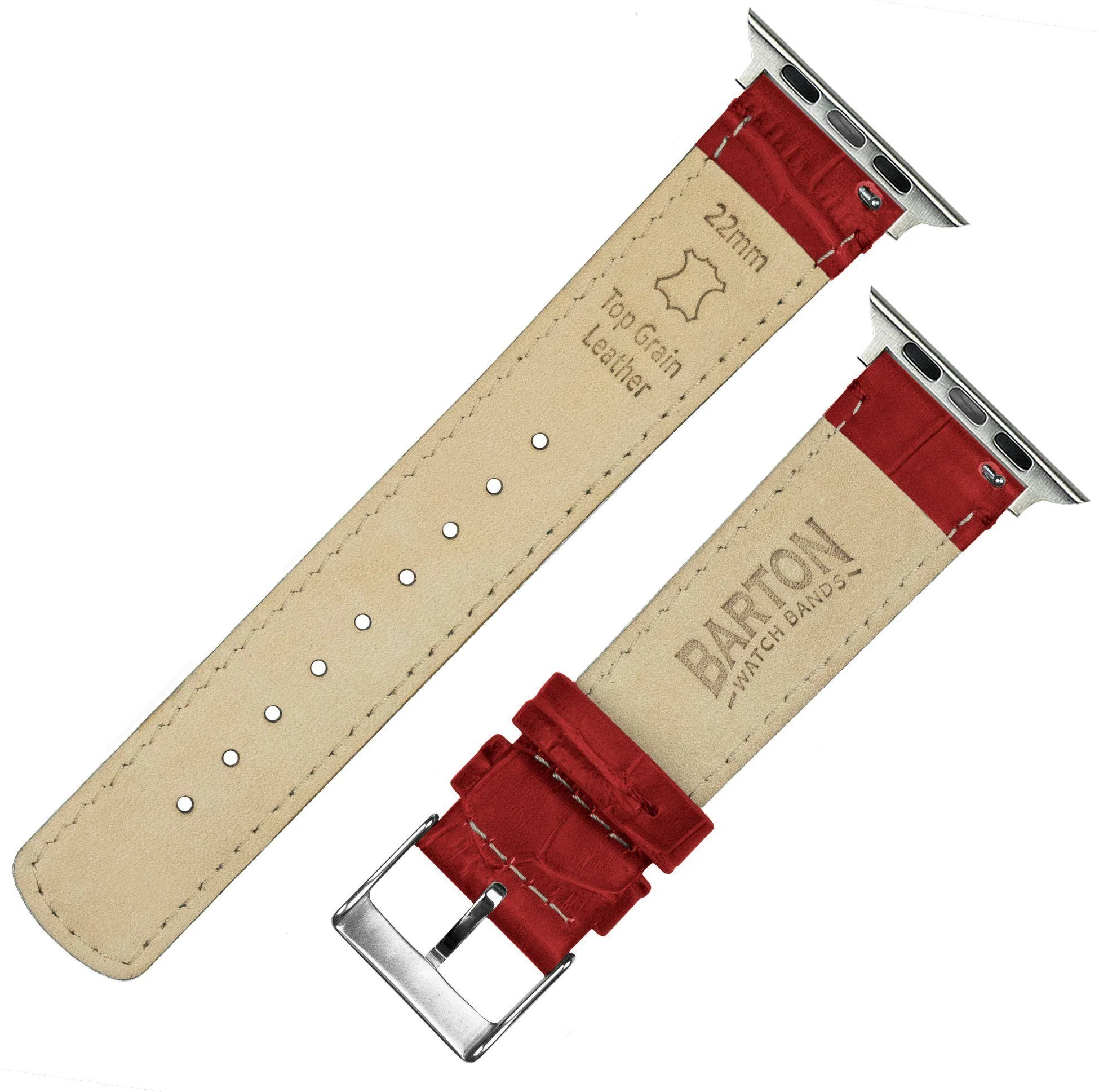 Apple Watch Red Alligator Grain Leather Watch Band - Image 4