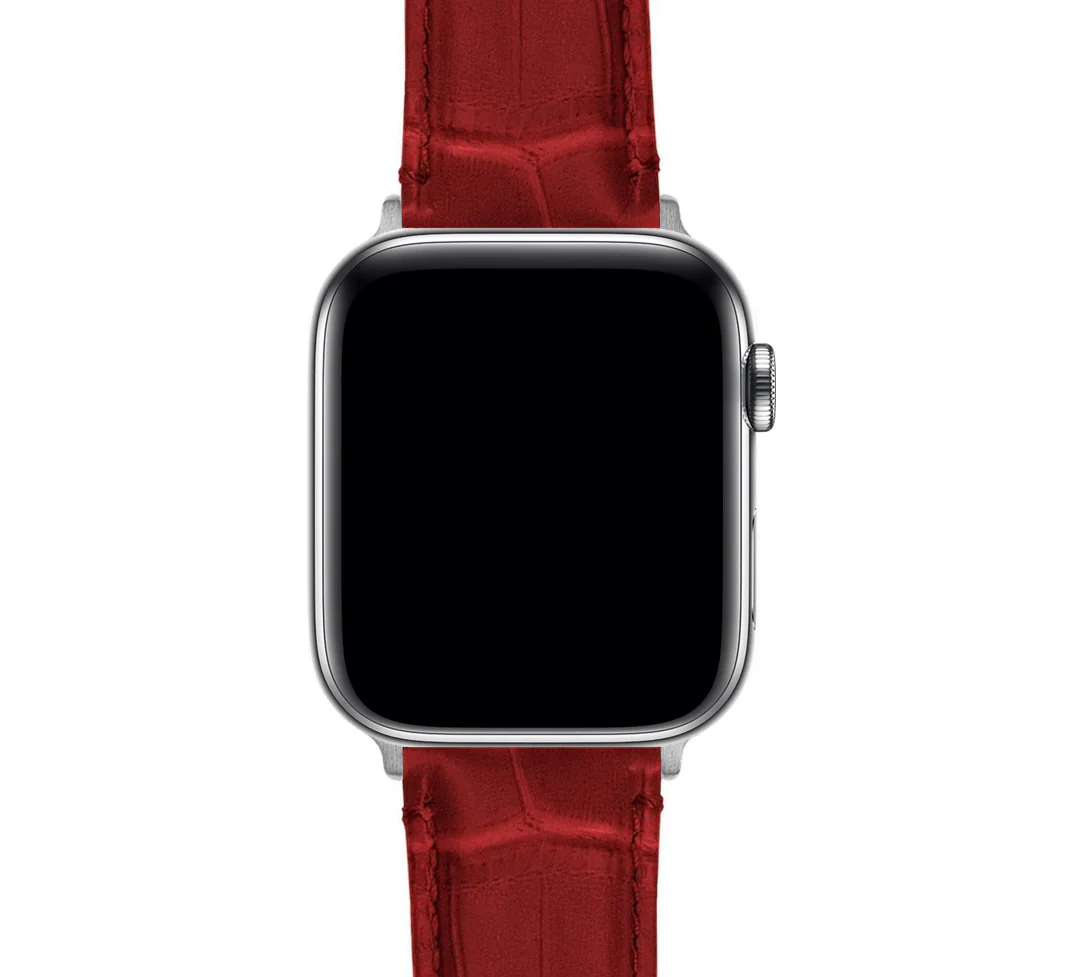 Apple Watch Red Alligator Grain Leather Watch Band - Image 5