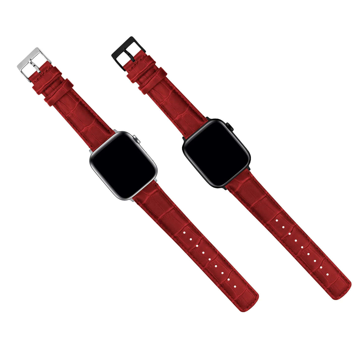Apple Watch Red Alligator Grain Leather Watch Band - Image 7