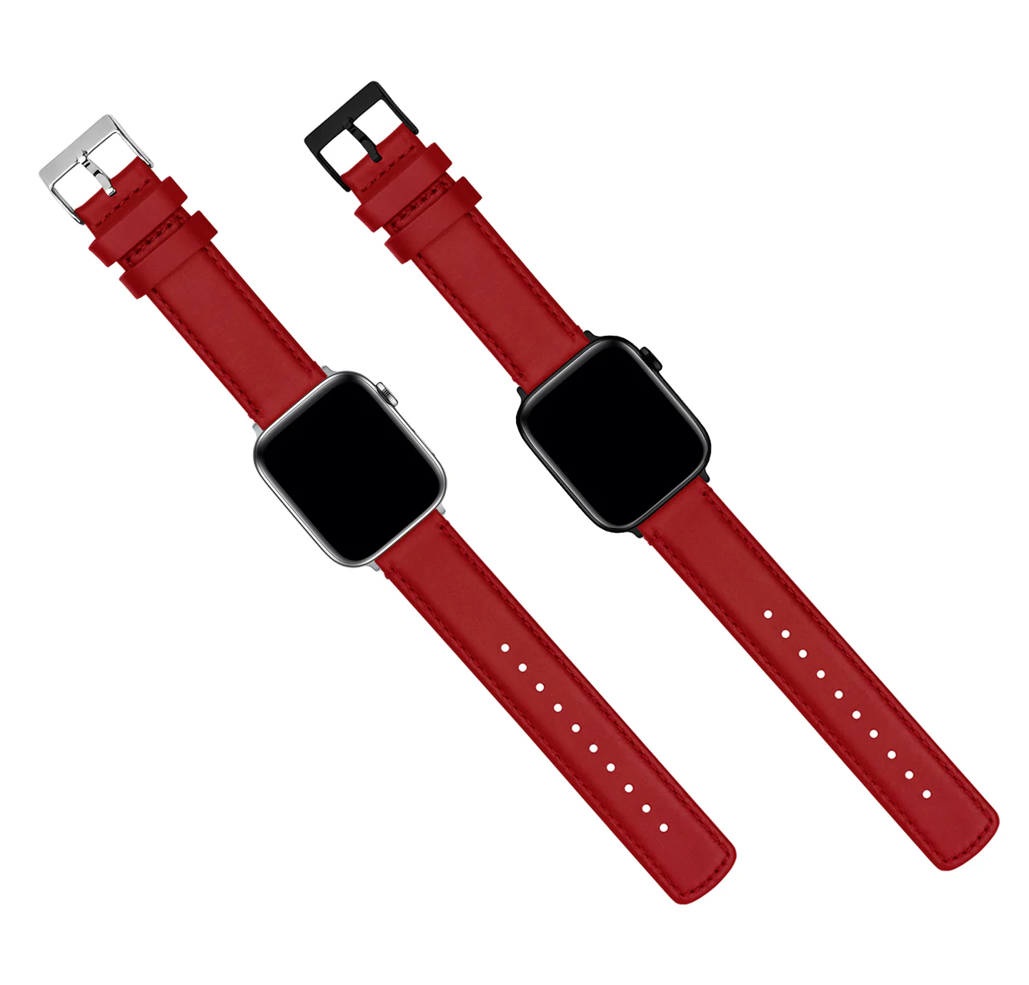 Apple Watch Red Leather Stitching Watch Band - Image 3